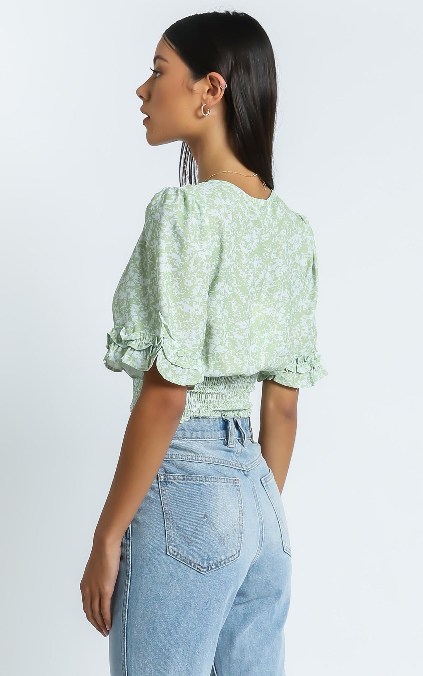 Parker Top in Green Floral