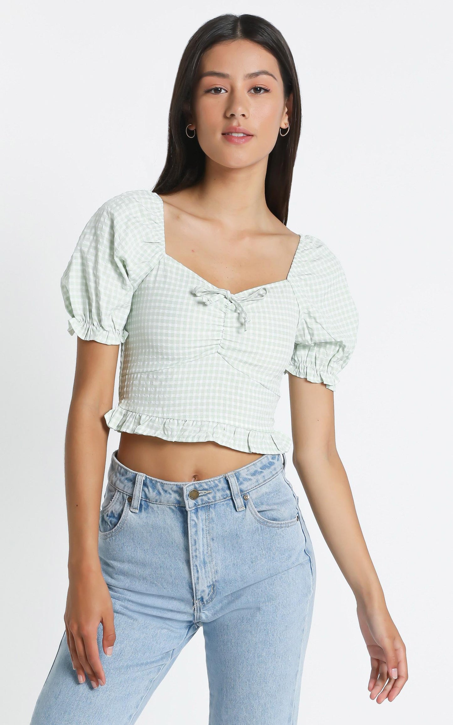 Macleod Top in Sage Check