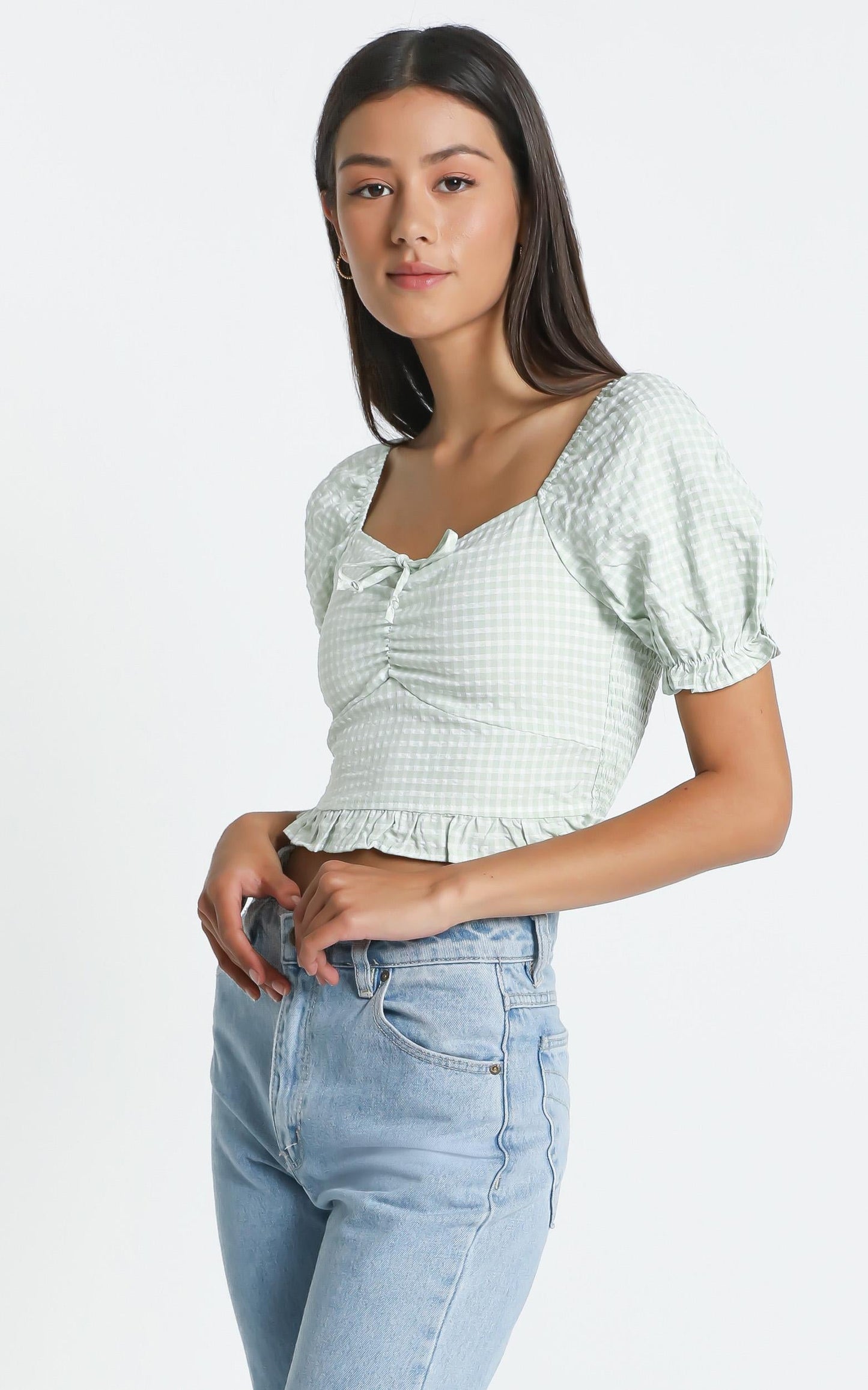 Macleod Top in Sage Check