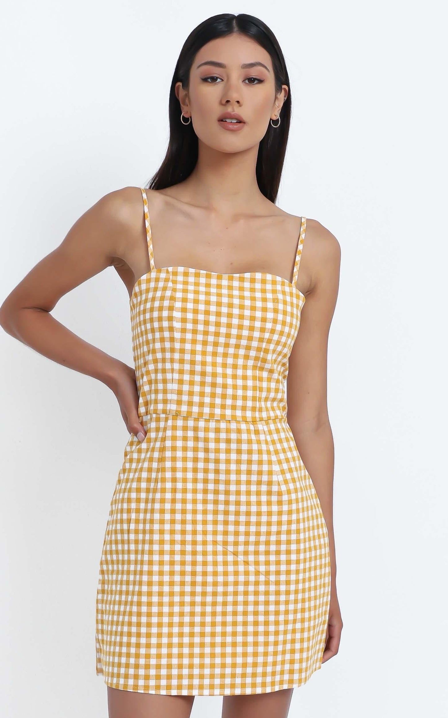 Ali Dress in Mustard Gingham Check