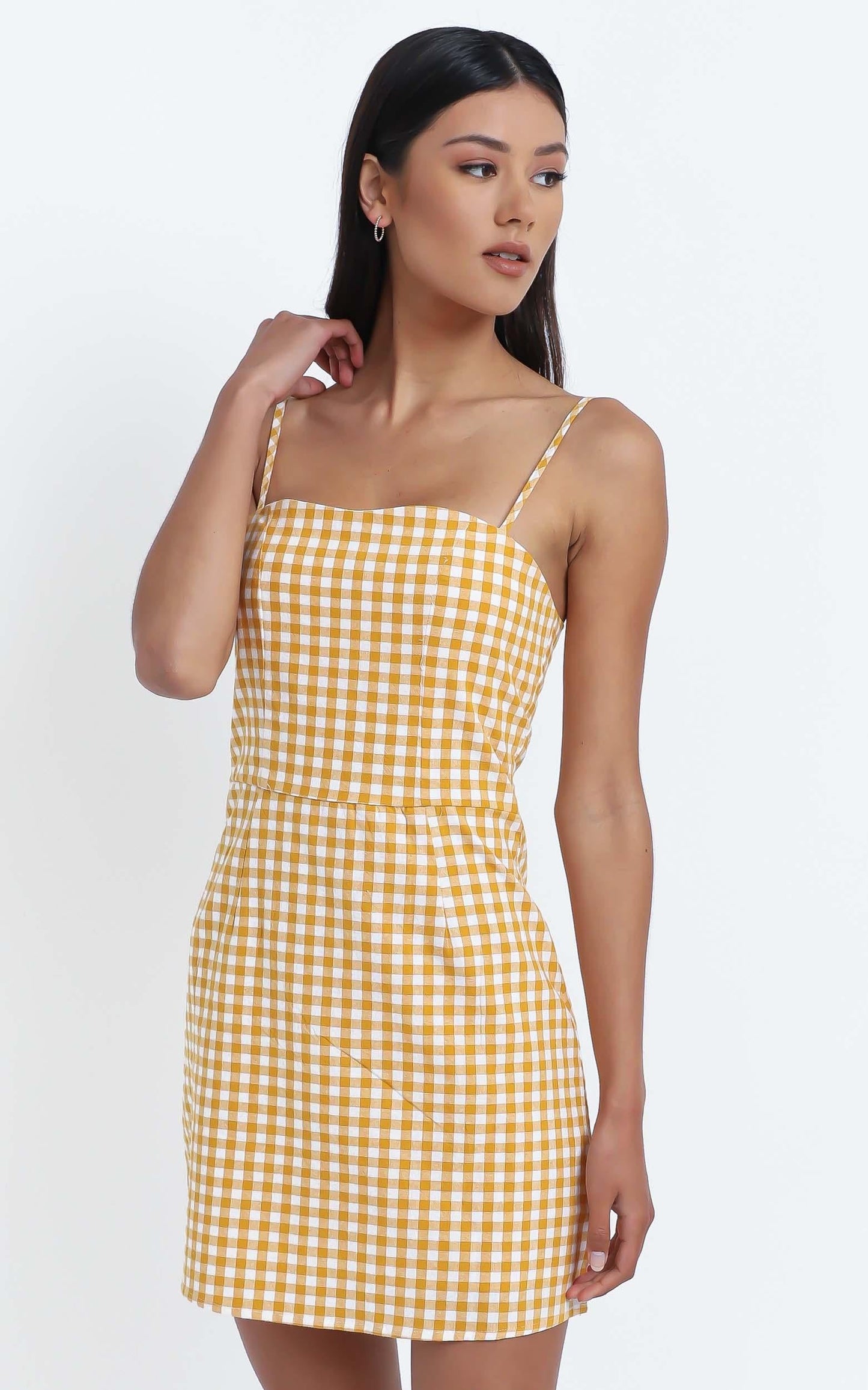 Ali Dress in Mustard Gingham Check