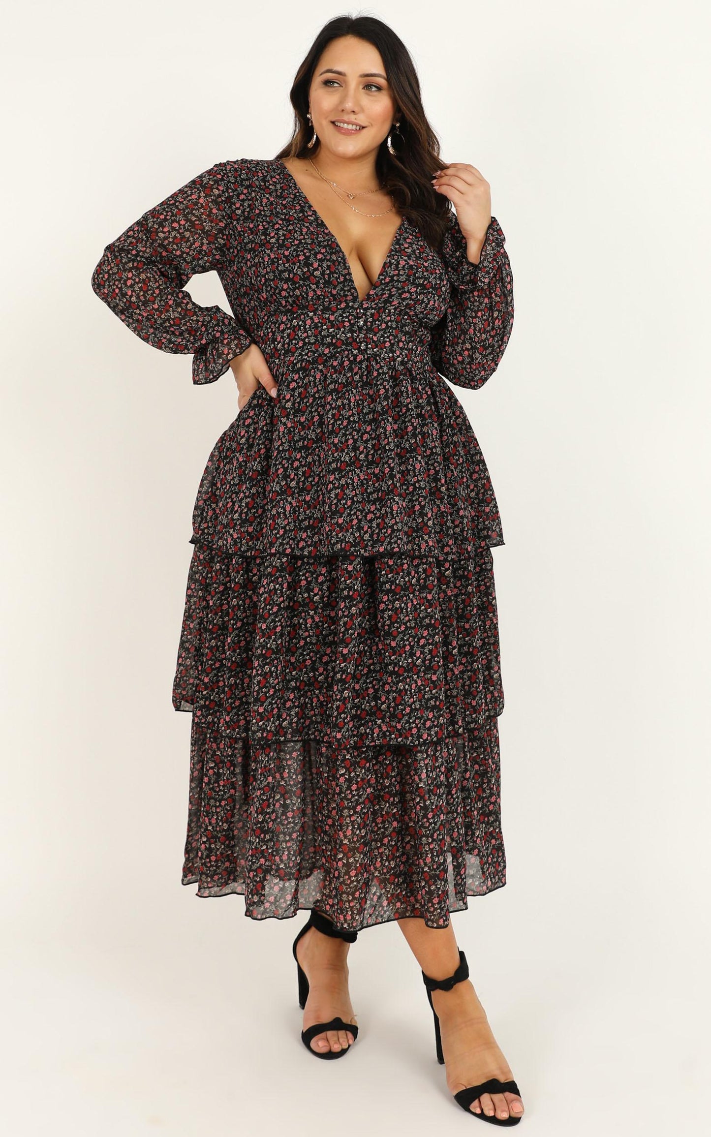 Celebrating Everyday Dress In Black Floral
