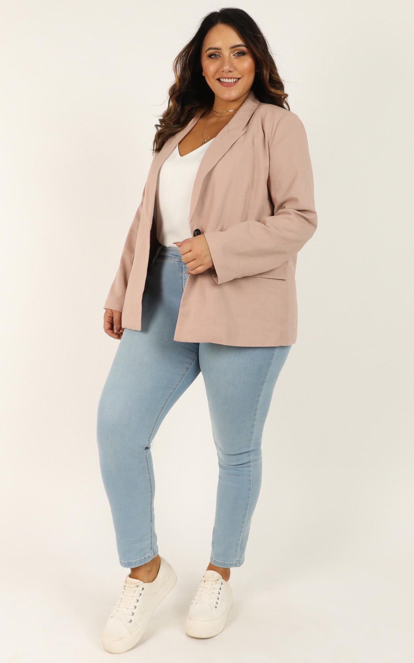 Chill Fighter Blazer In Blush Linen Look