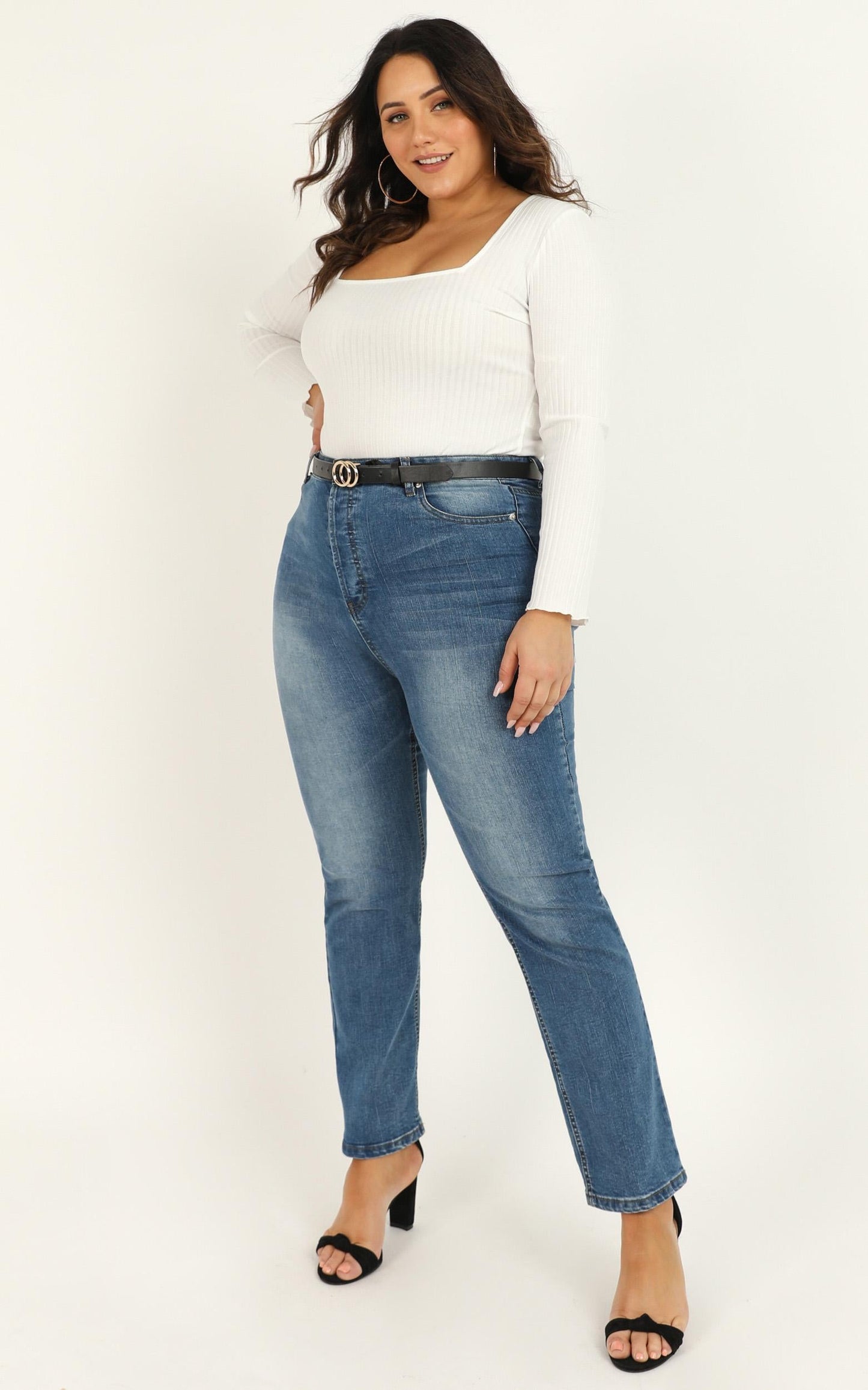 Complicate It Top - Long Sleeve Square Neck Top in White