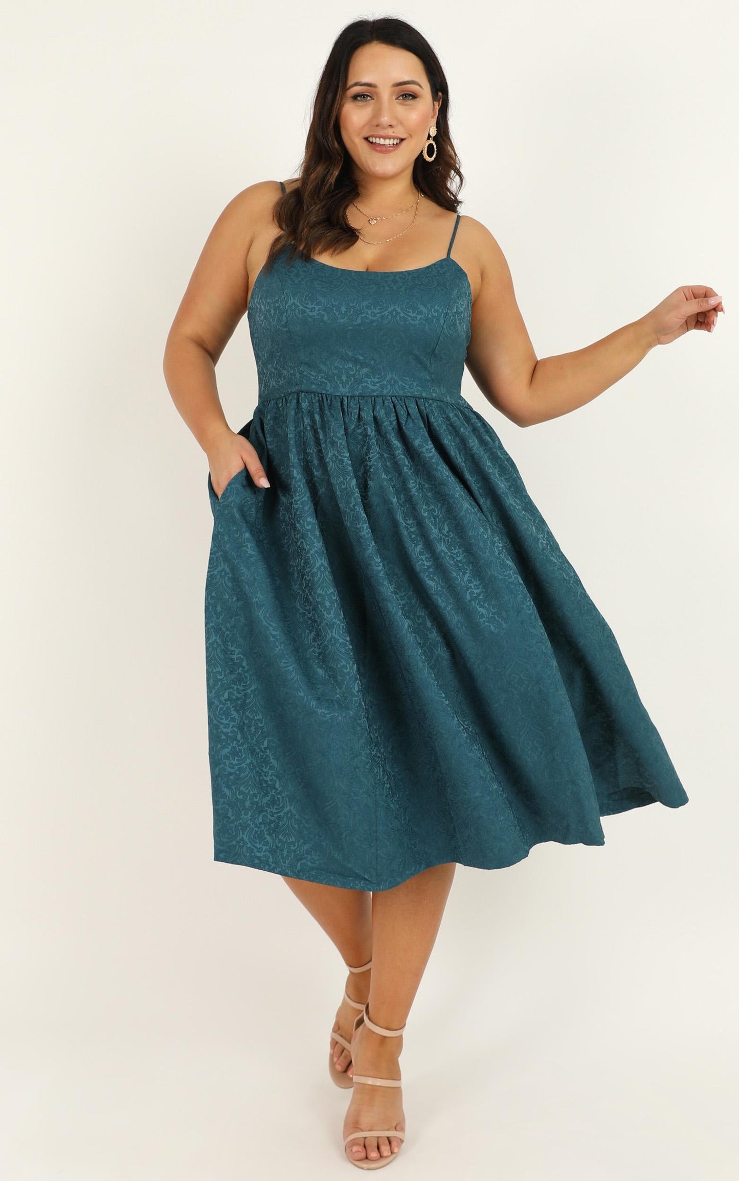 Entire Love Dress in Emerald Jacquard