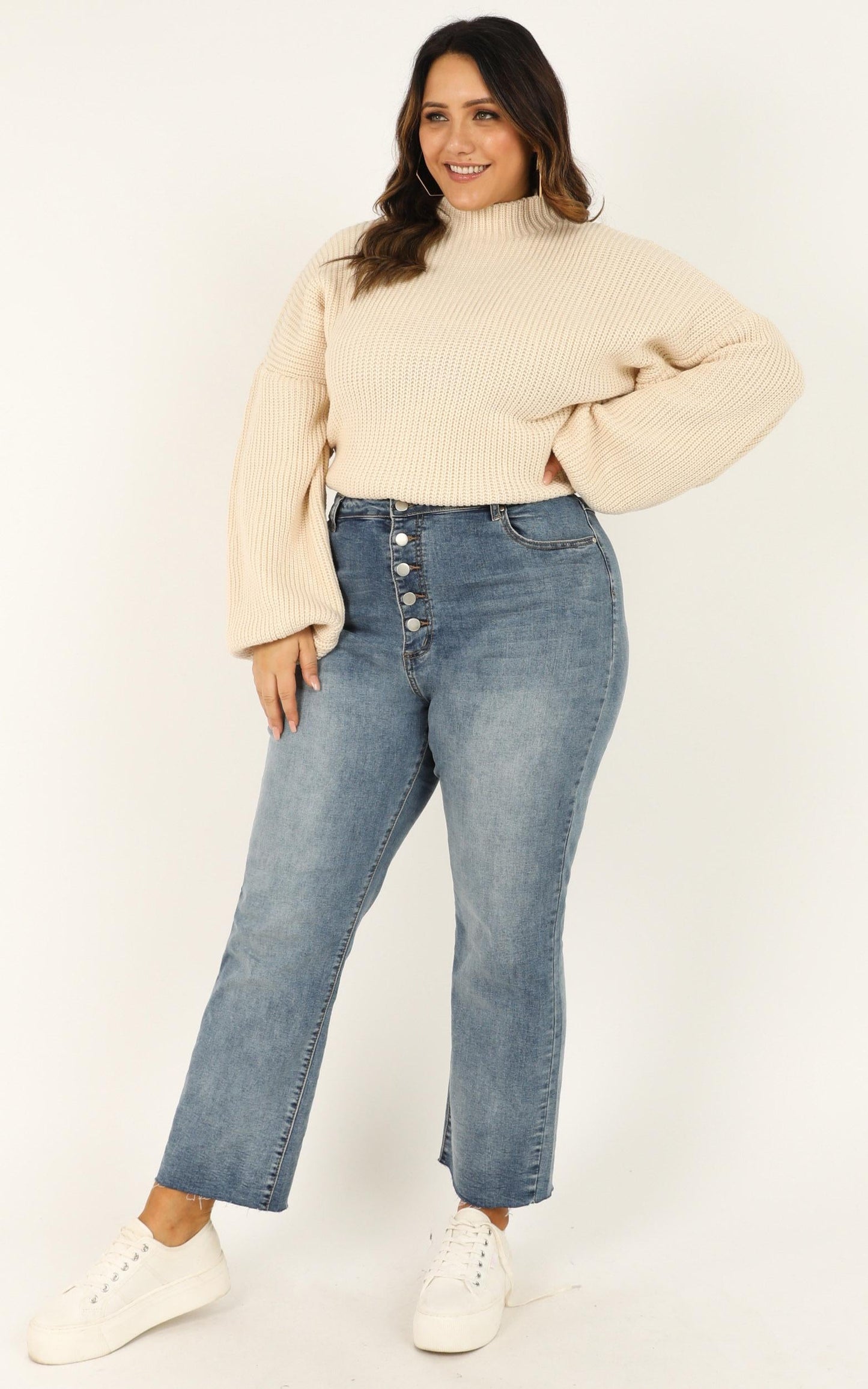 I Feel Love Oversized Knit Jumper in Cream