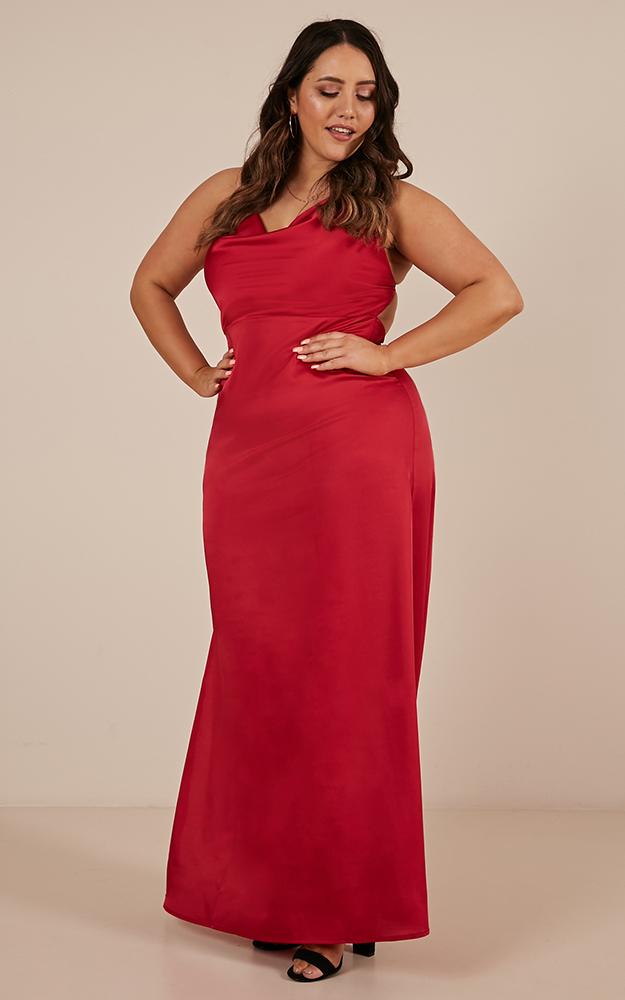 Style And Substance Maxi Dress In Red Satin