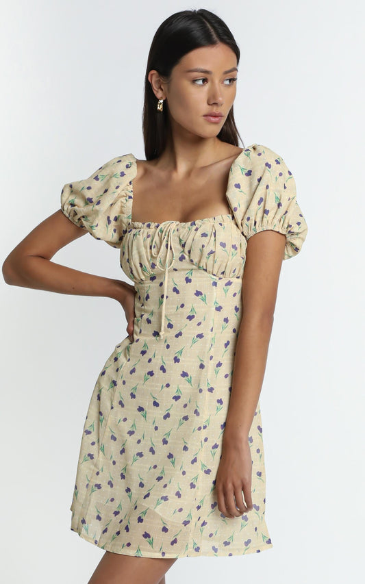 Edrea Dress in Yellow Floral