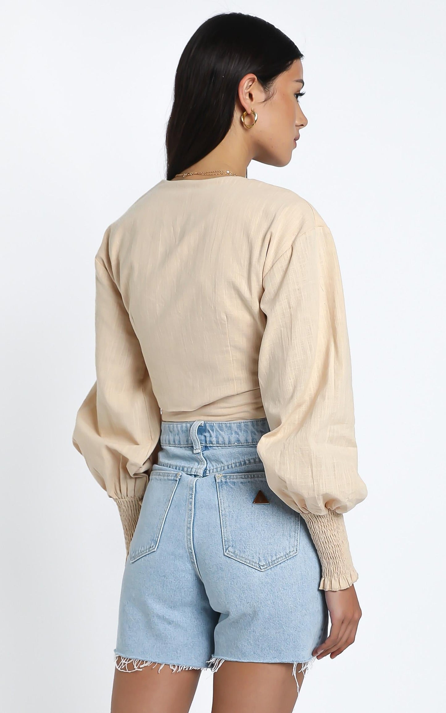 Eisley Top in Beige Linen Look
