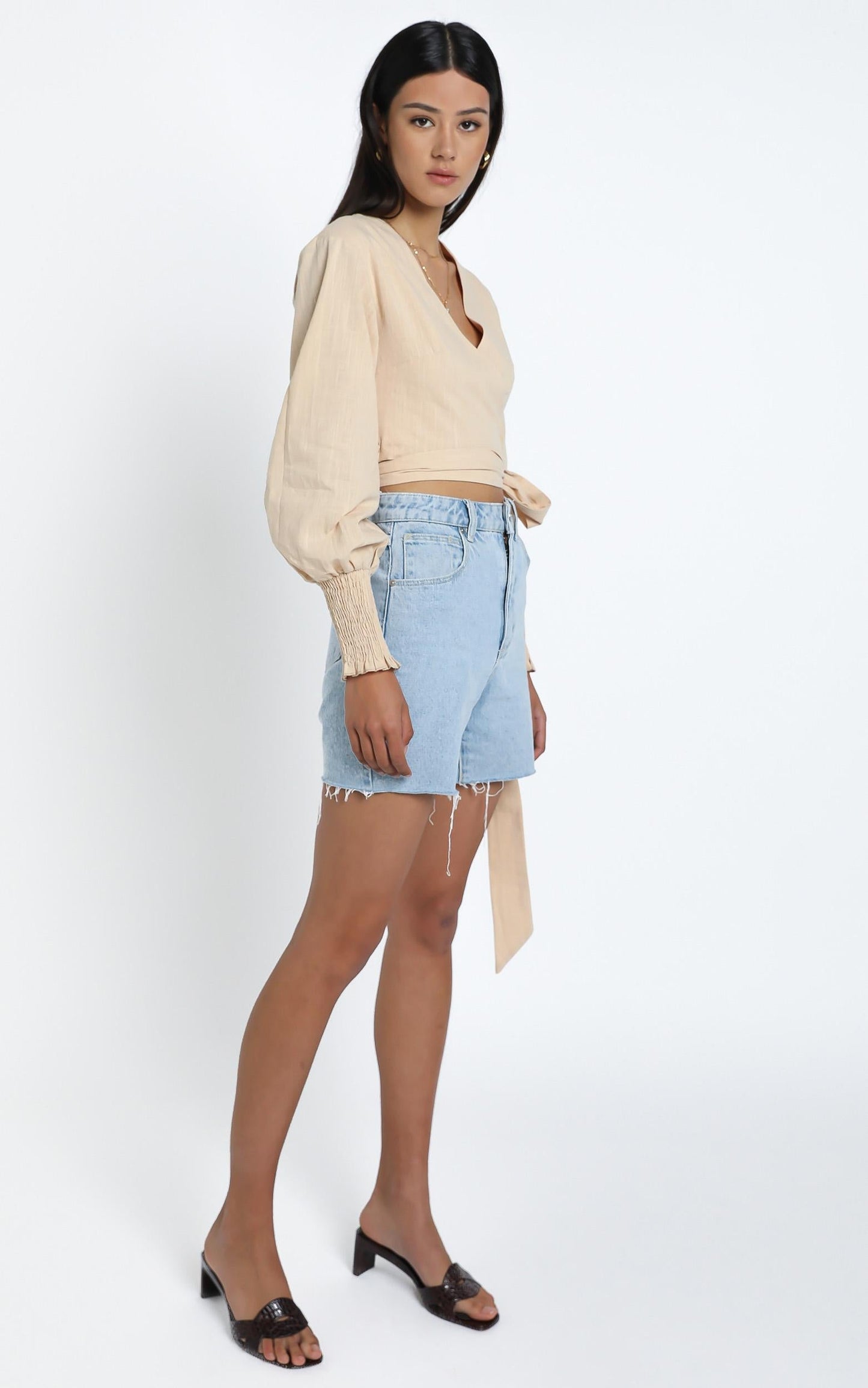 Eisley Top in Beige Linen Look