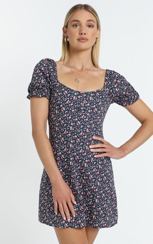 Leon Dress in Purple Floral