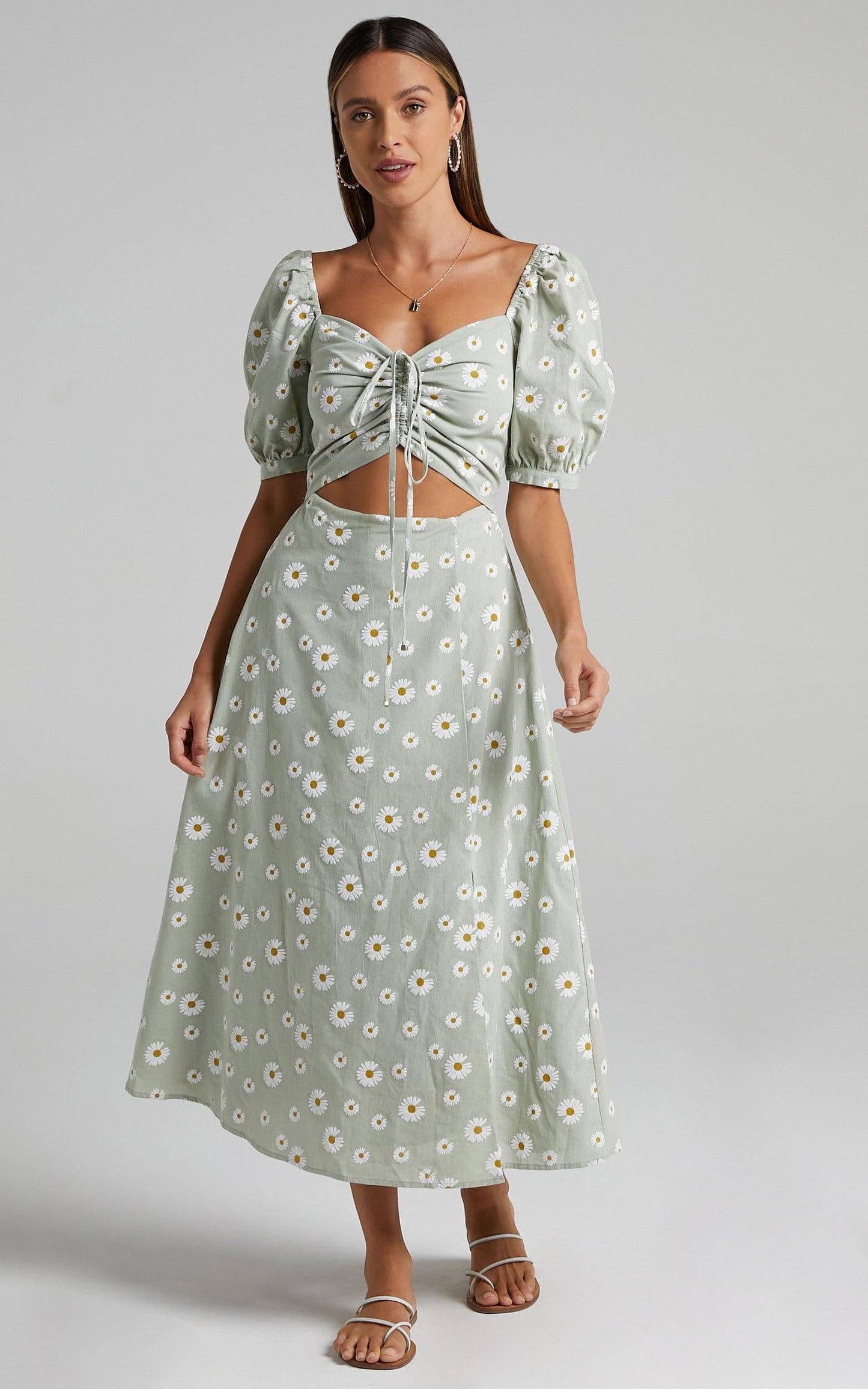 Elessar Dress in Sage Daisies
