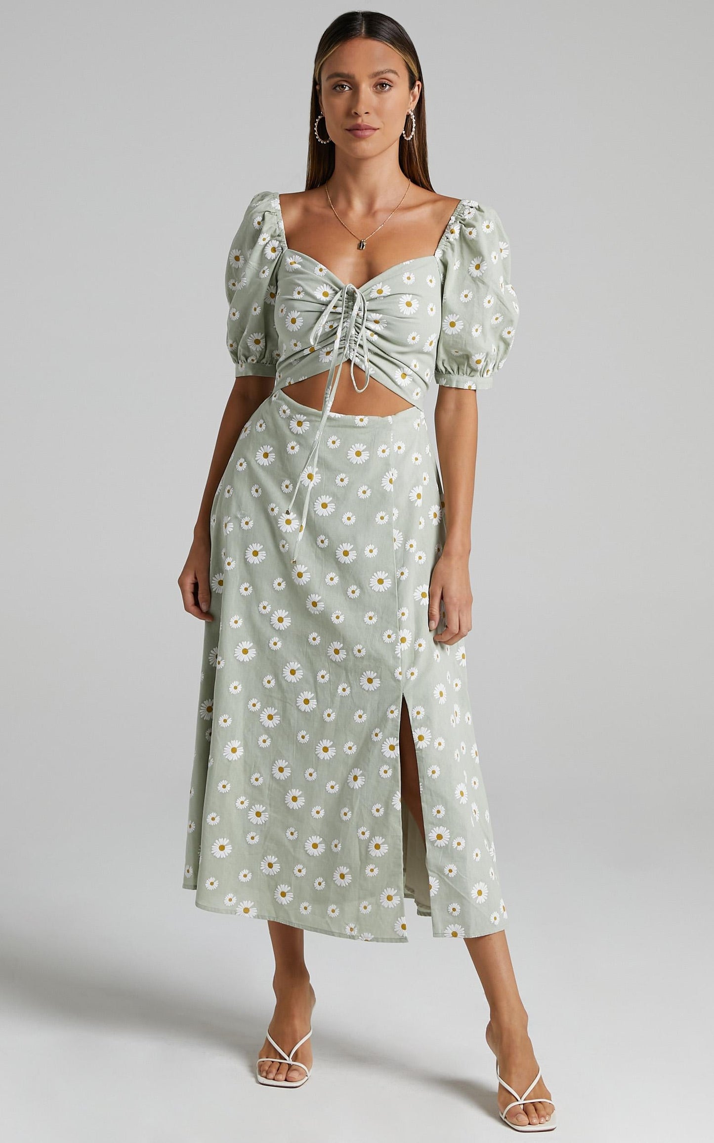 Elessar Dress in Sage Daisies