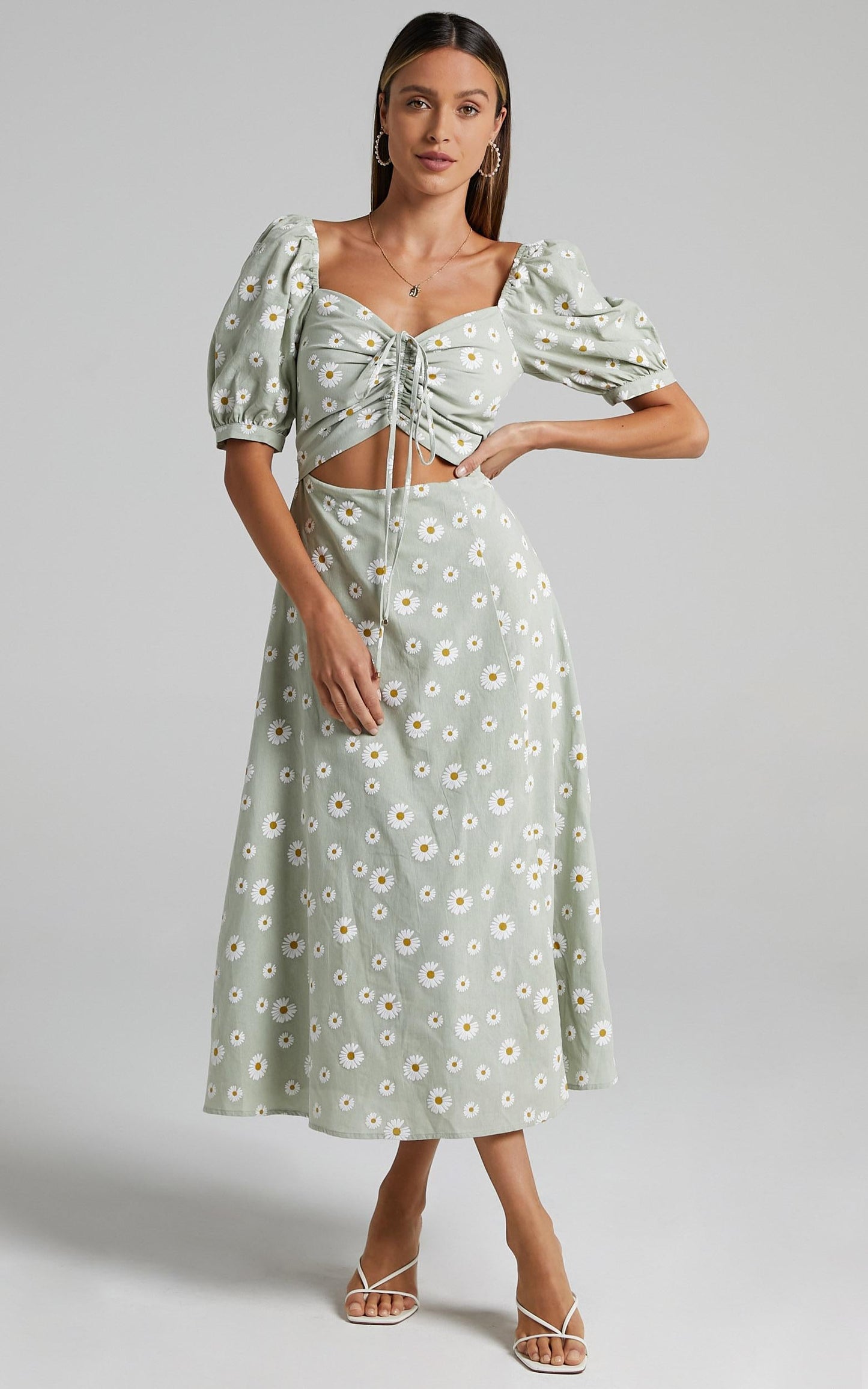 Elessar Dress in Sage Daisies