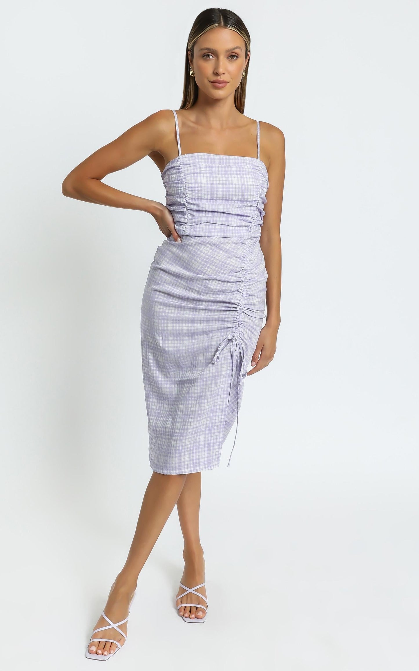 Elixir Dress in Purple Check