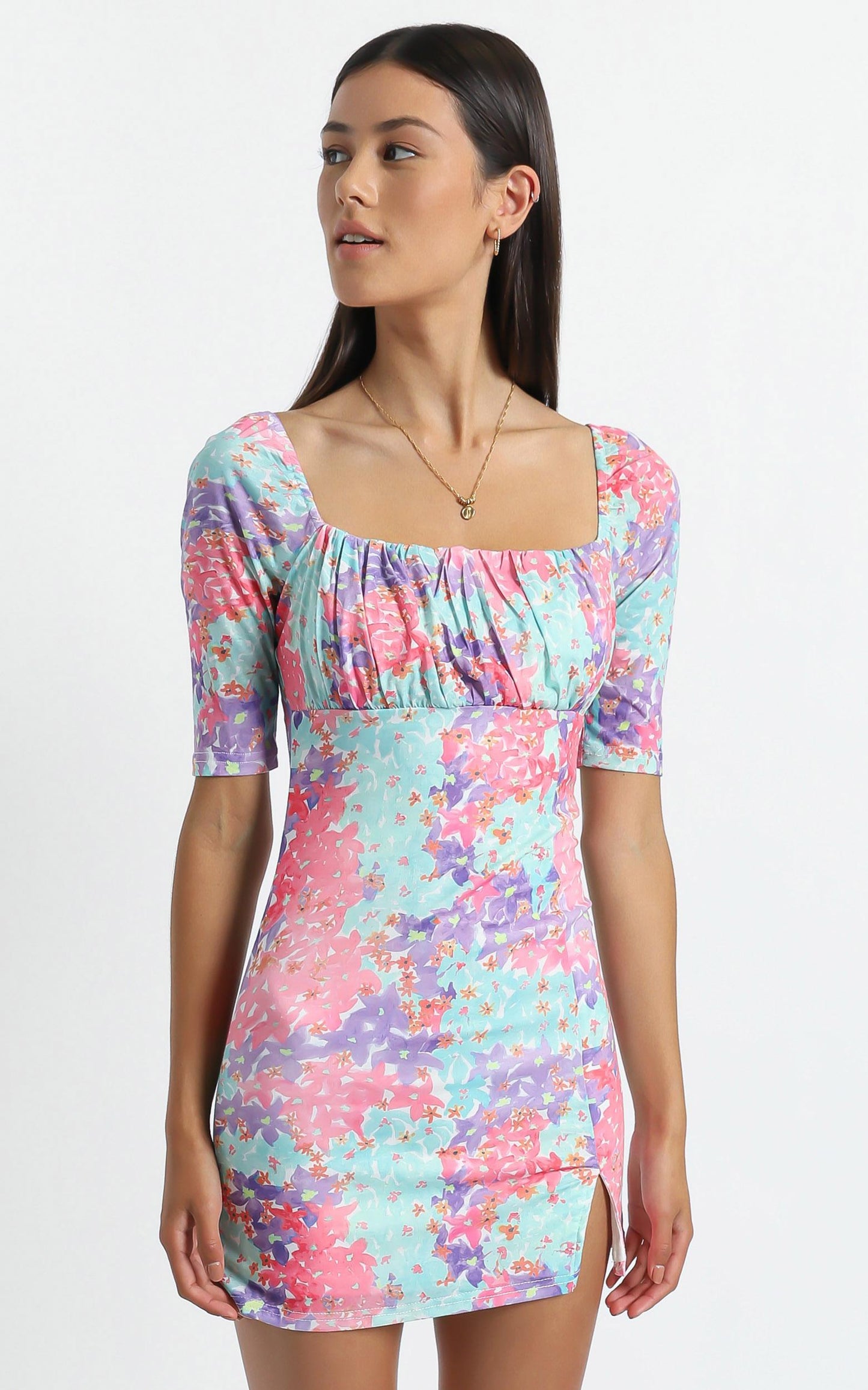 Elka Dress in Electric Blooms