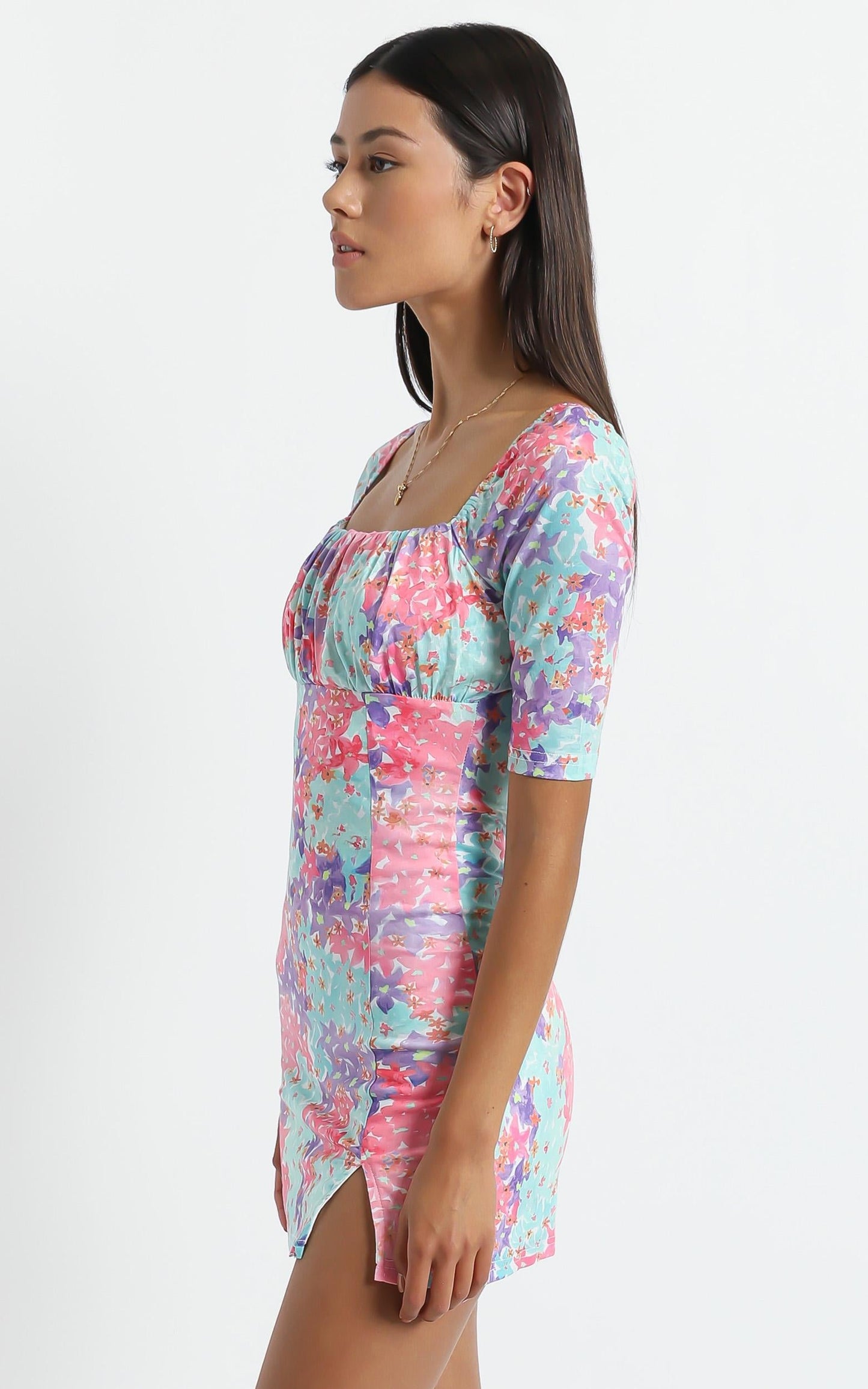 Elka Dress in Electric Blooms