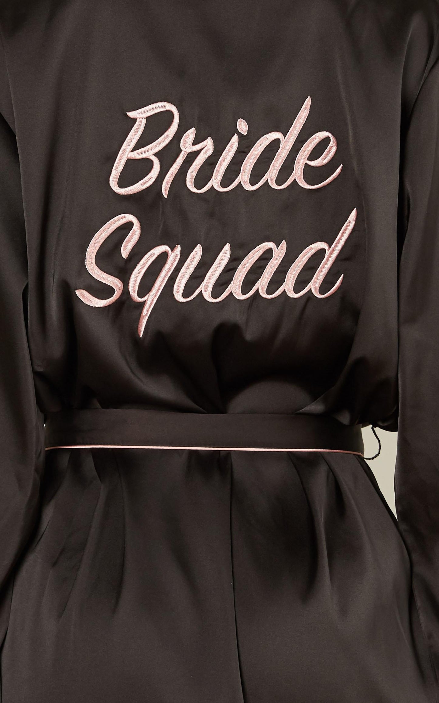 Ellena Bridesmaid Robe In Black Satin