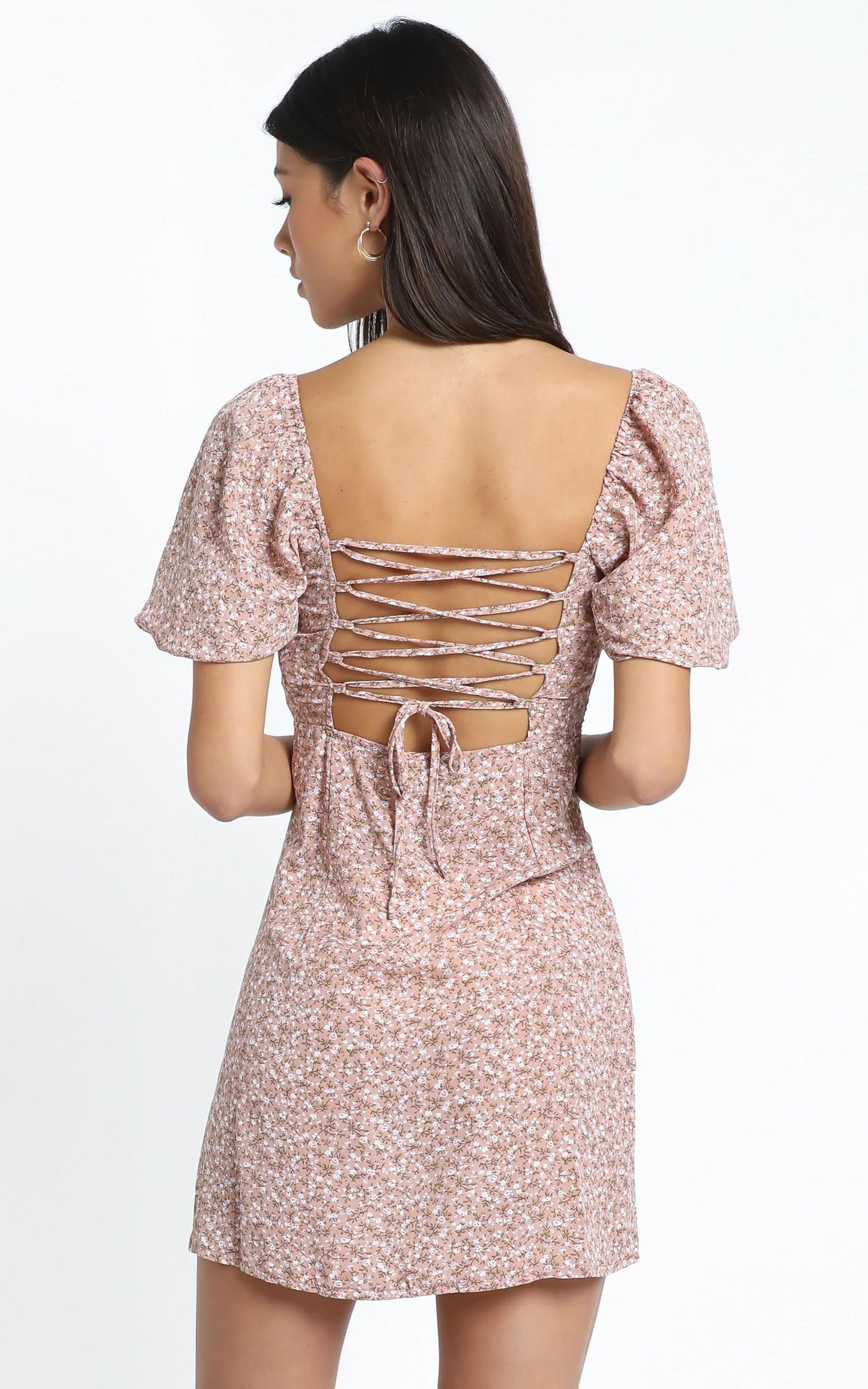 Ellice Dress in Beige Floral