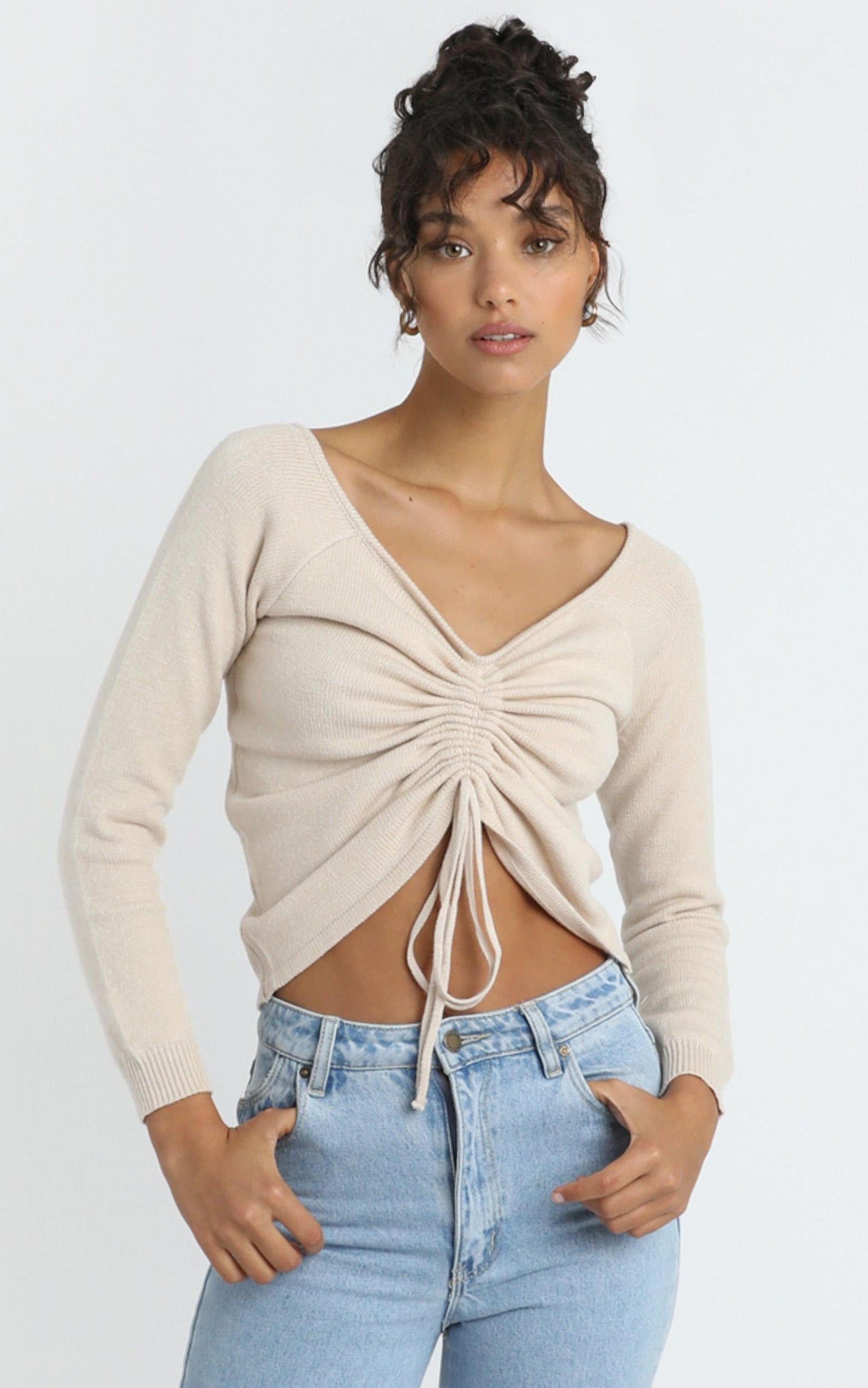 Ellis Knit Top in Beige
