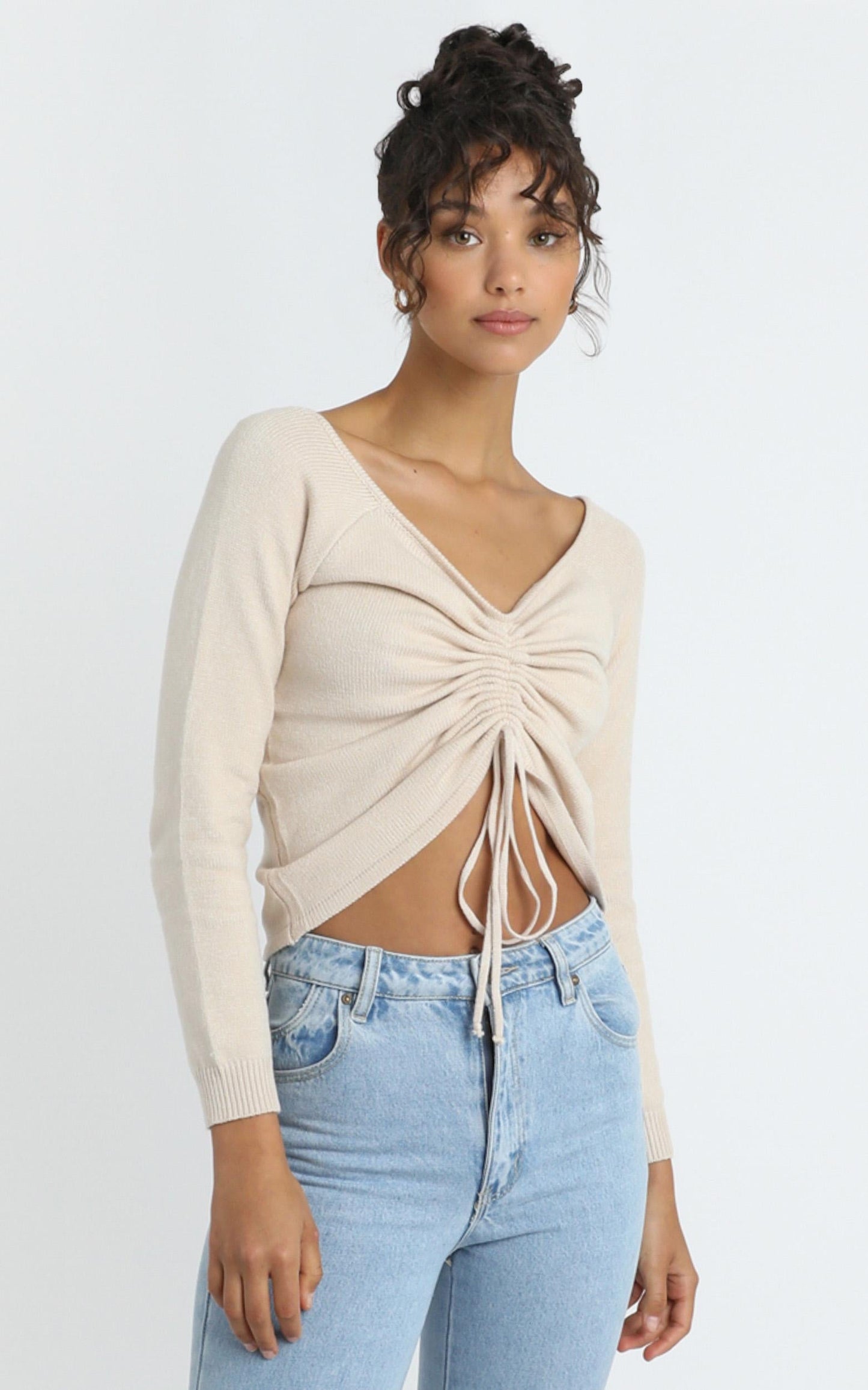 Ellis Knit Top in Beige