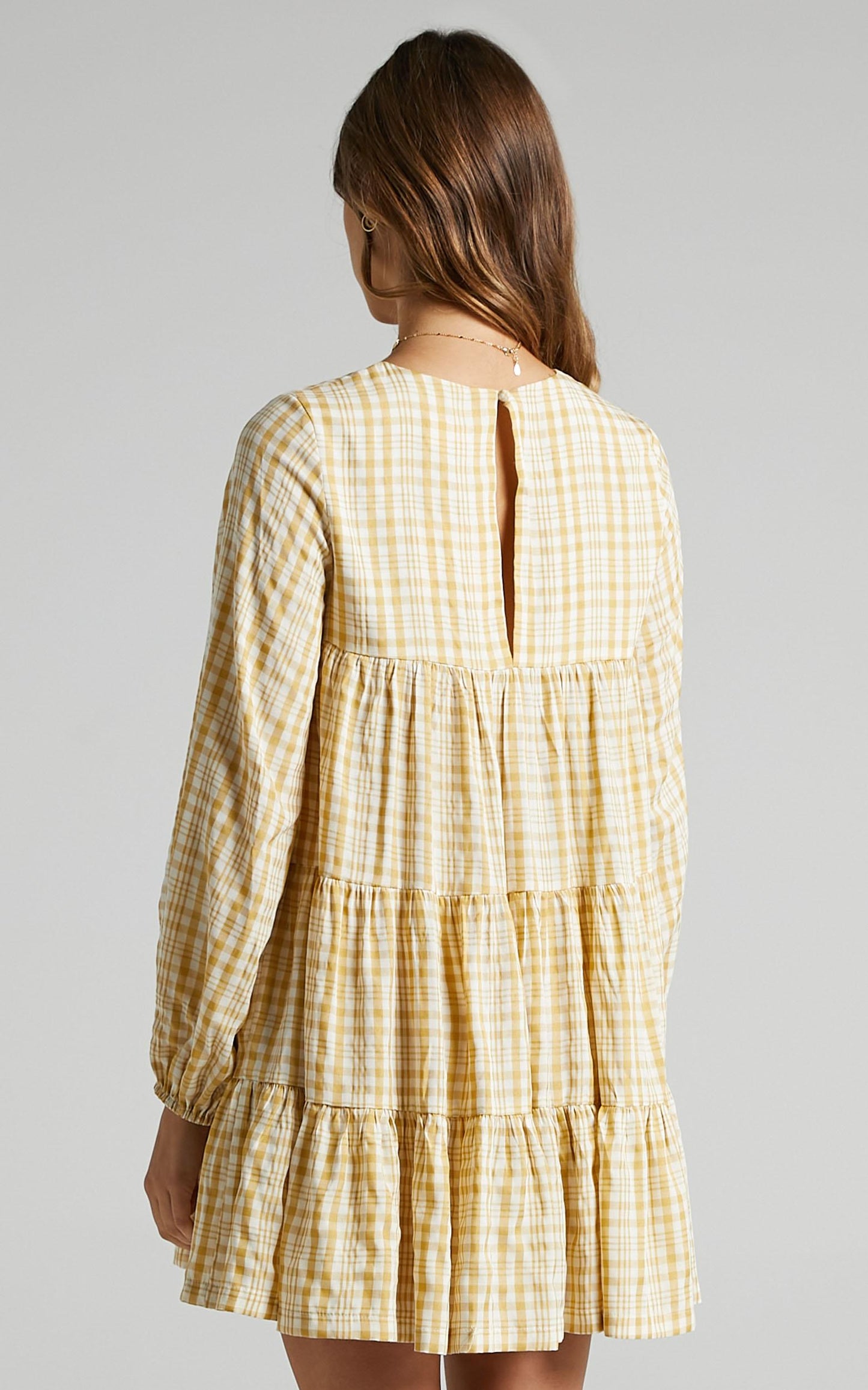 Ellora Dress in Mustard Check