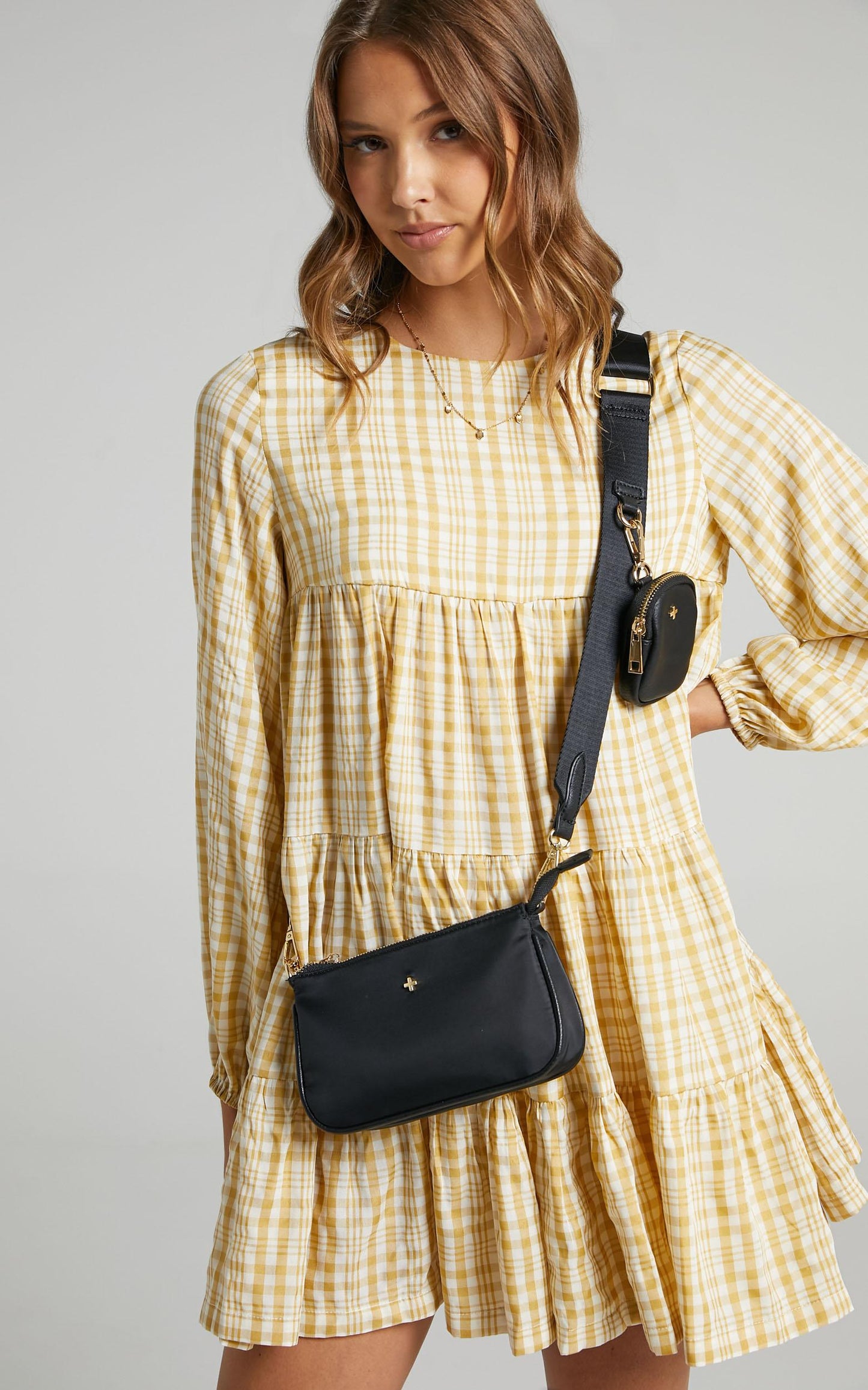 Ellora Dress in Mustard Check