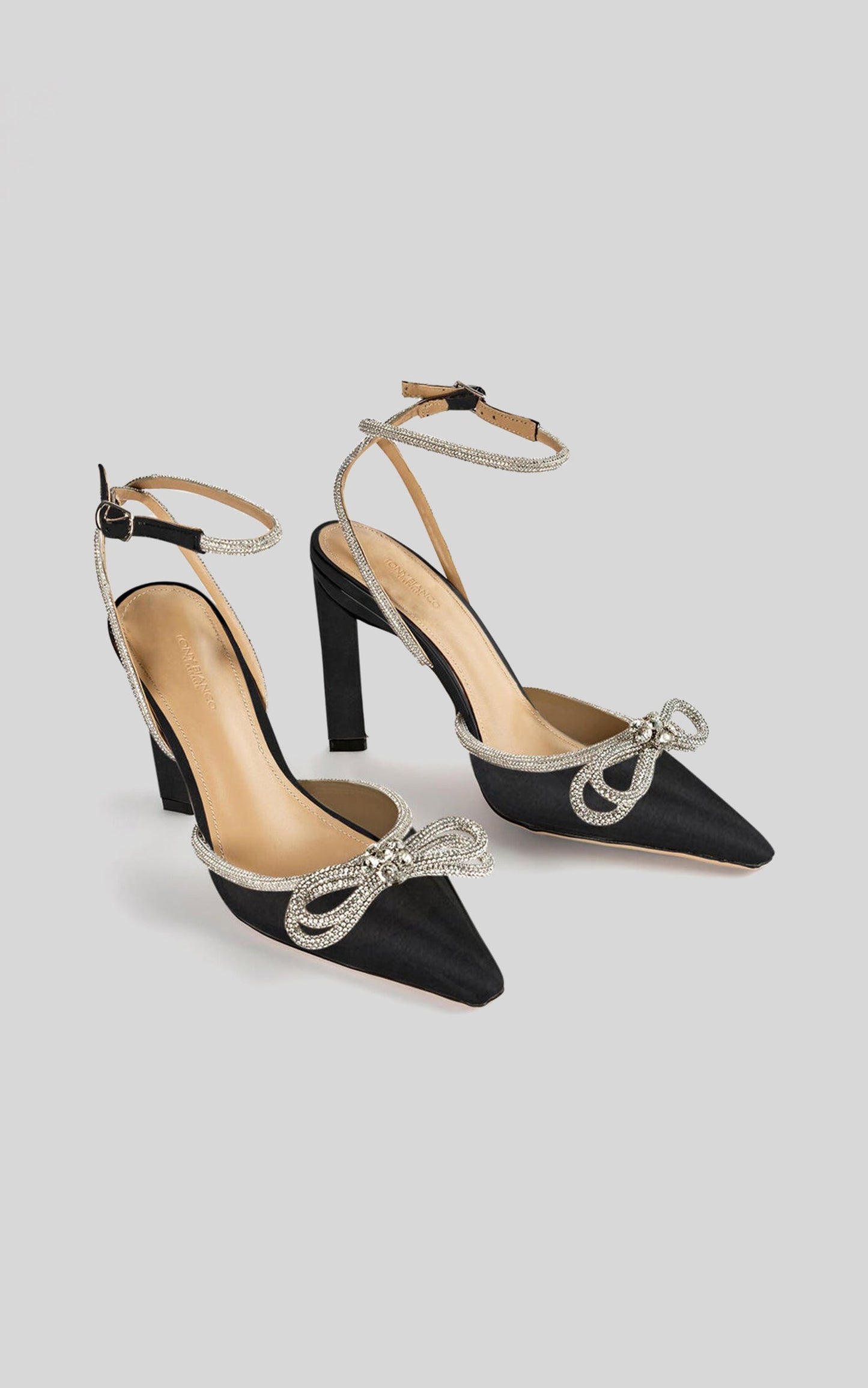 TONY BIANCO - ELSIE HEELS in Black Satin