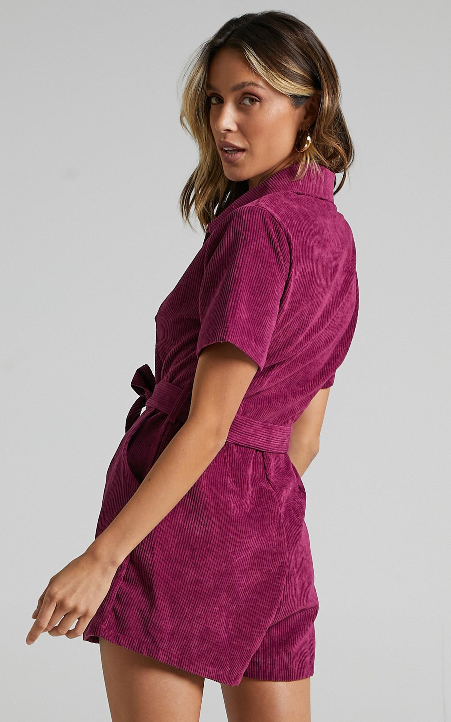 Embala Playsuit in Mulberry Cord