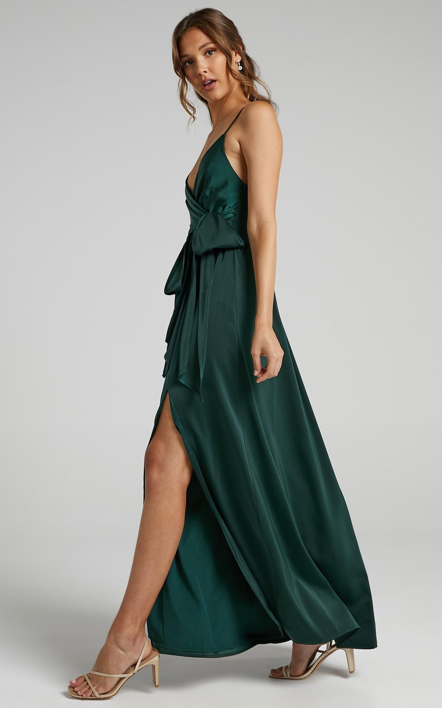 Revolve Around Me Midi Dress - V Neck Wrap Dress in Emerald