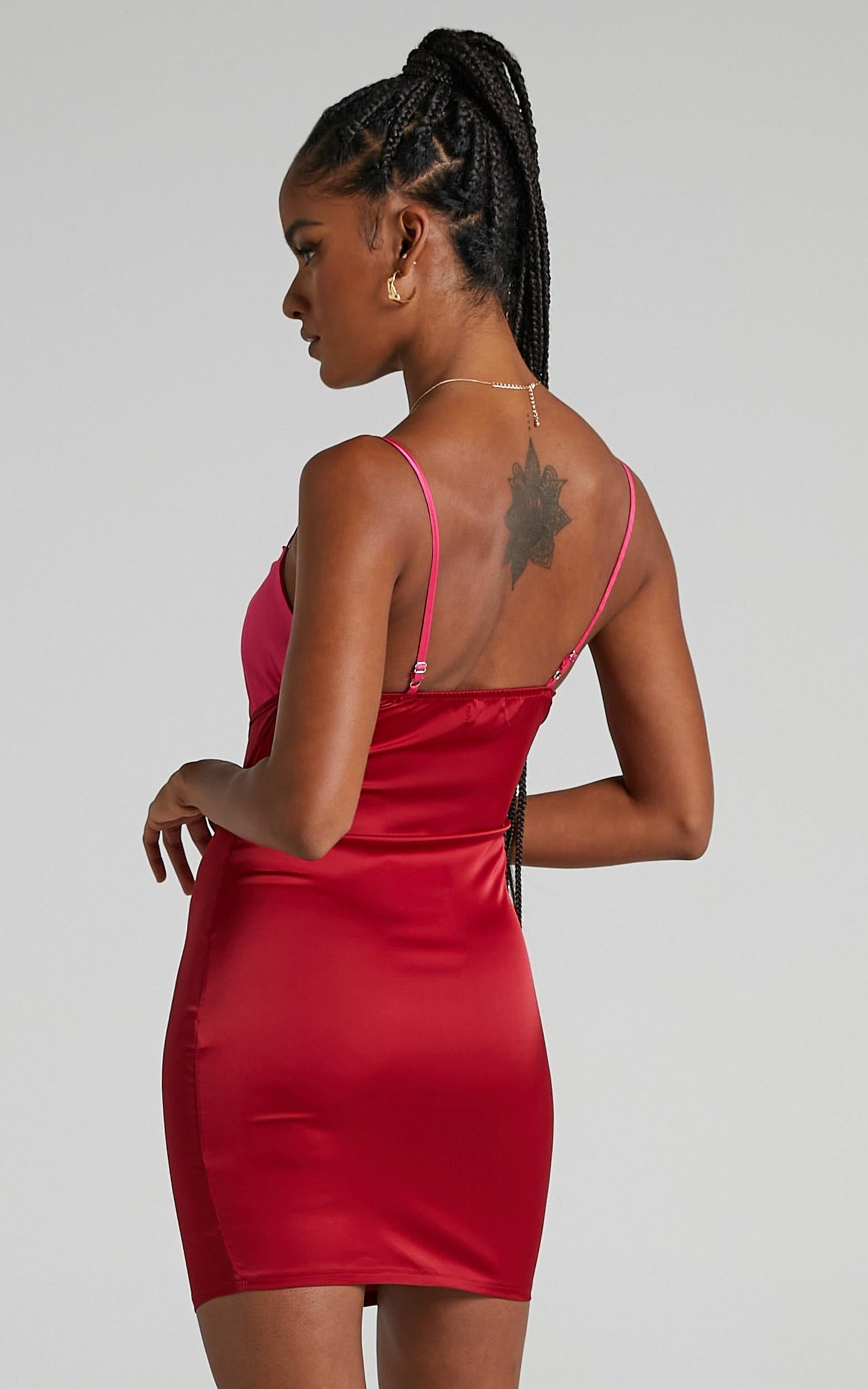 Ennis Dress in Red Satin