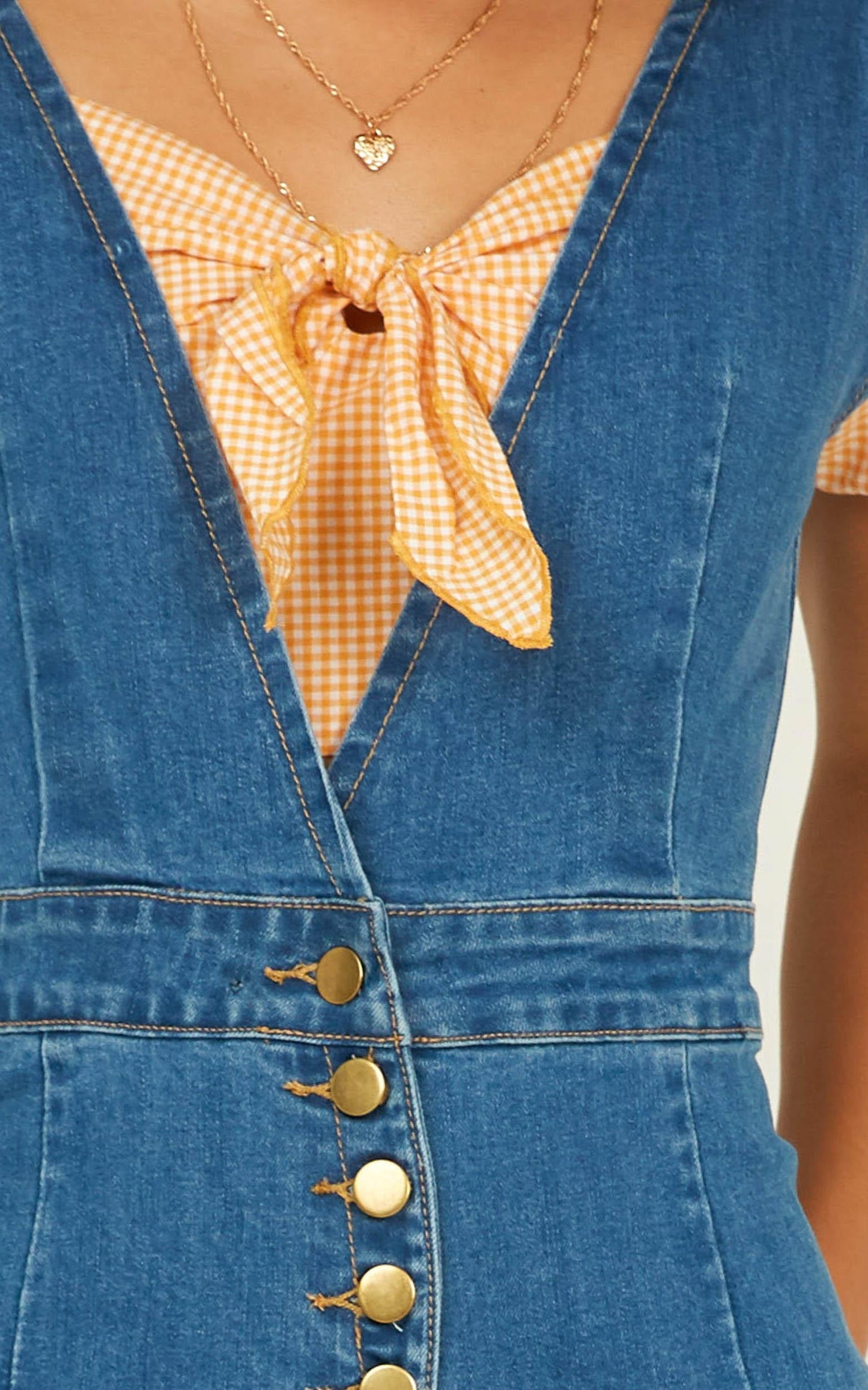 Enough To Love Denim Jumpsuit In Mid Wash