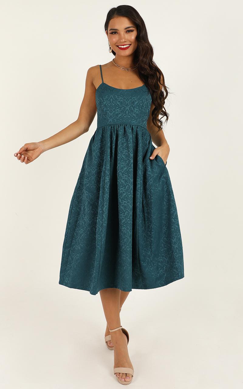 Entire Love Dress in Emerald Jacquard
