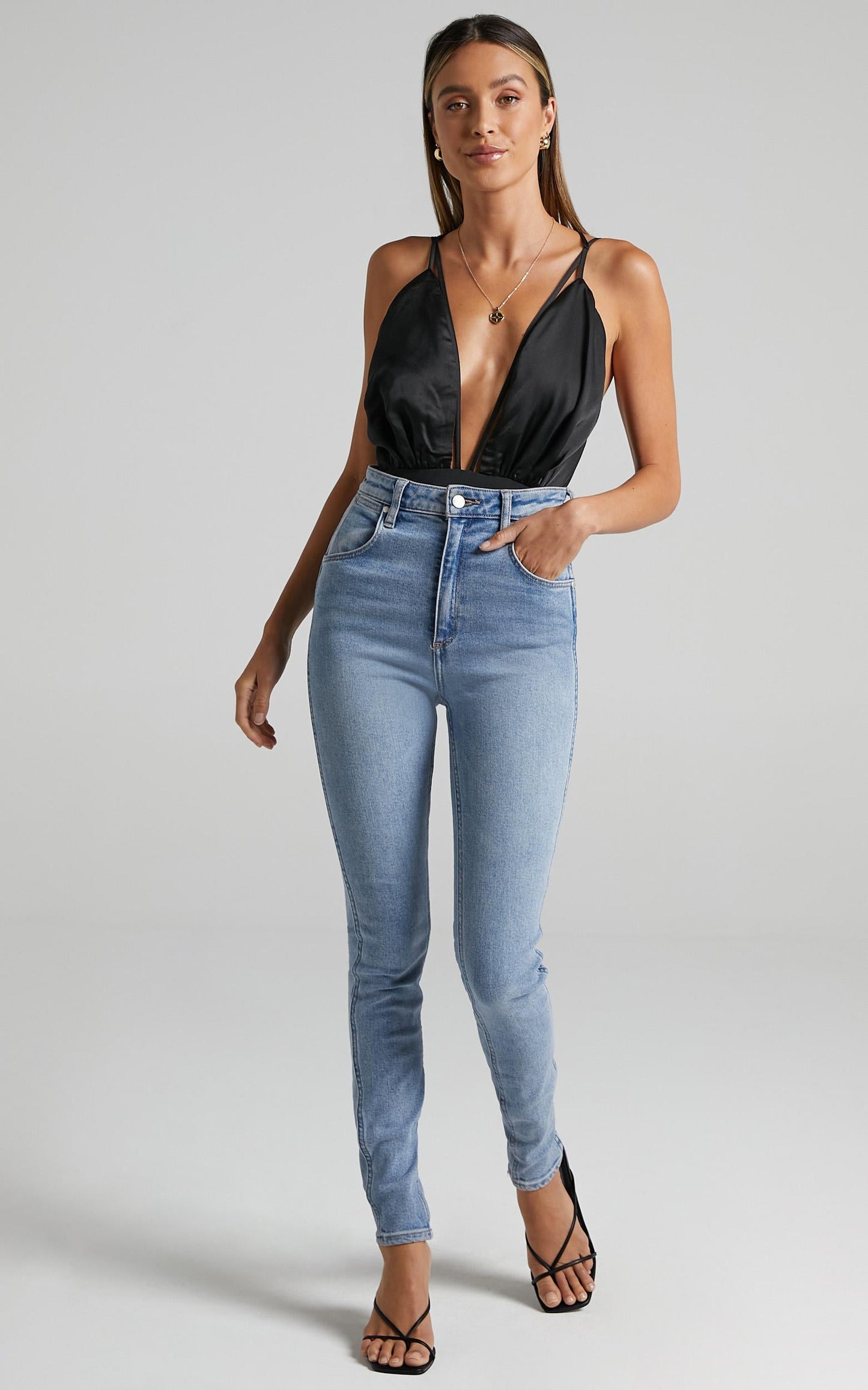 Esmeralda Bodysuit in Black Satin