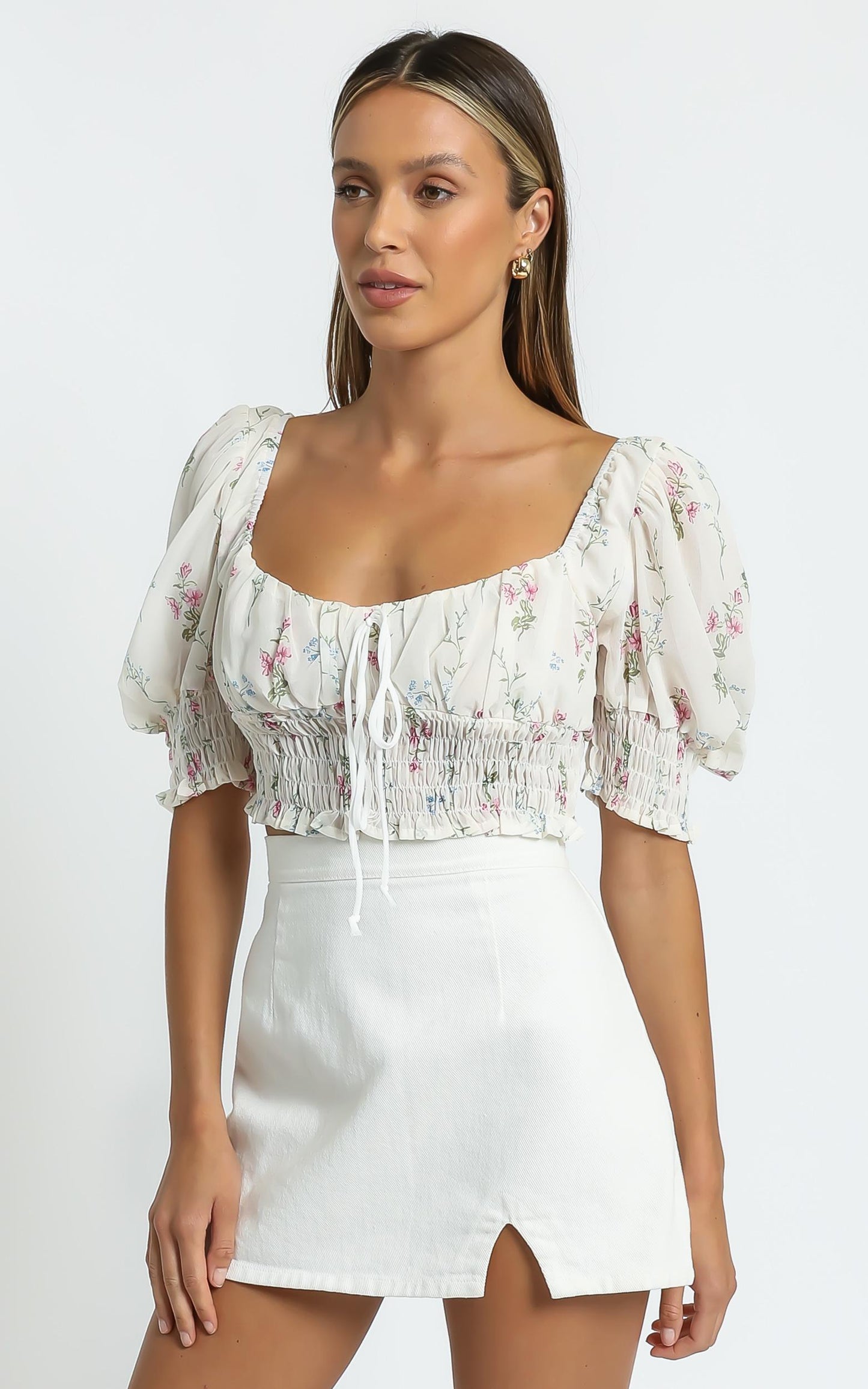 Esperanza Top in White Floral