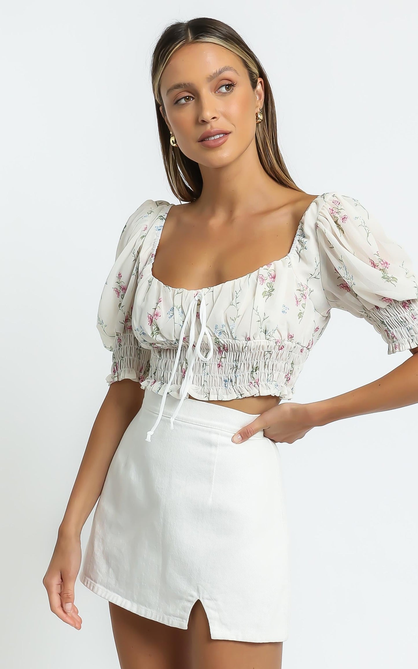 Esperanza Top in White Floral
