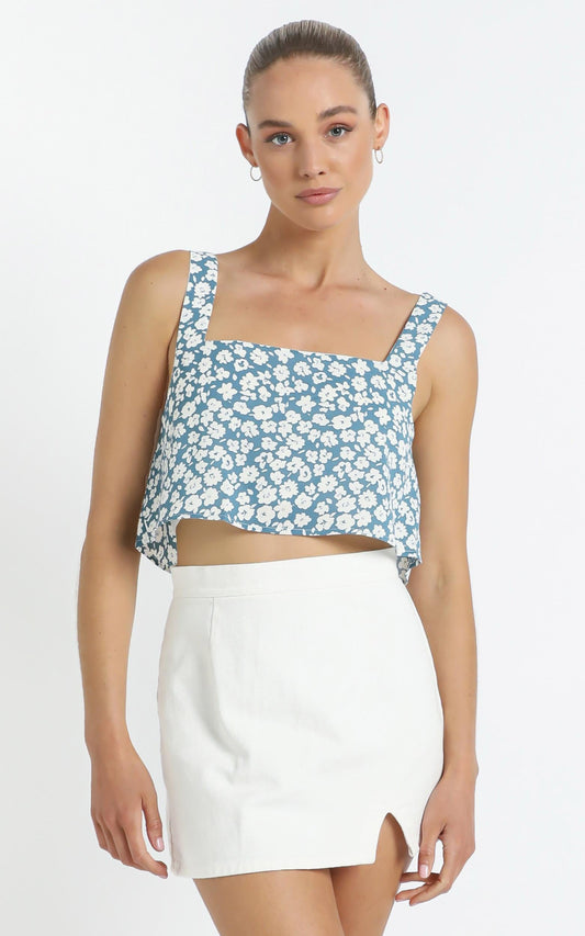 Estelle Crop in Blue Floral
