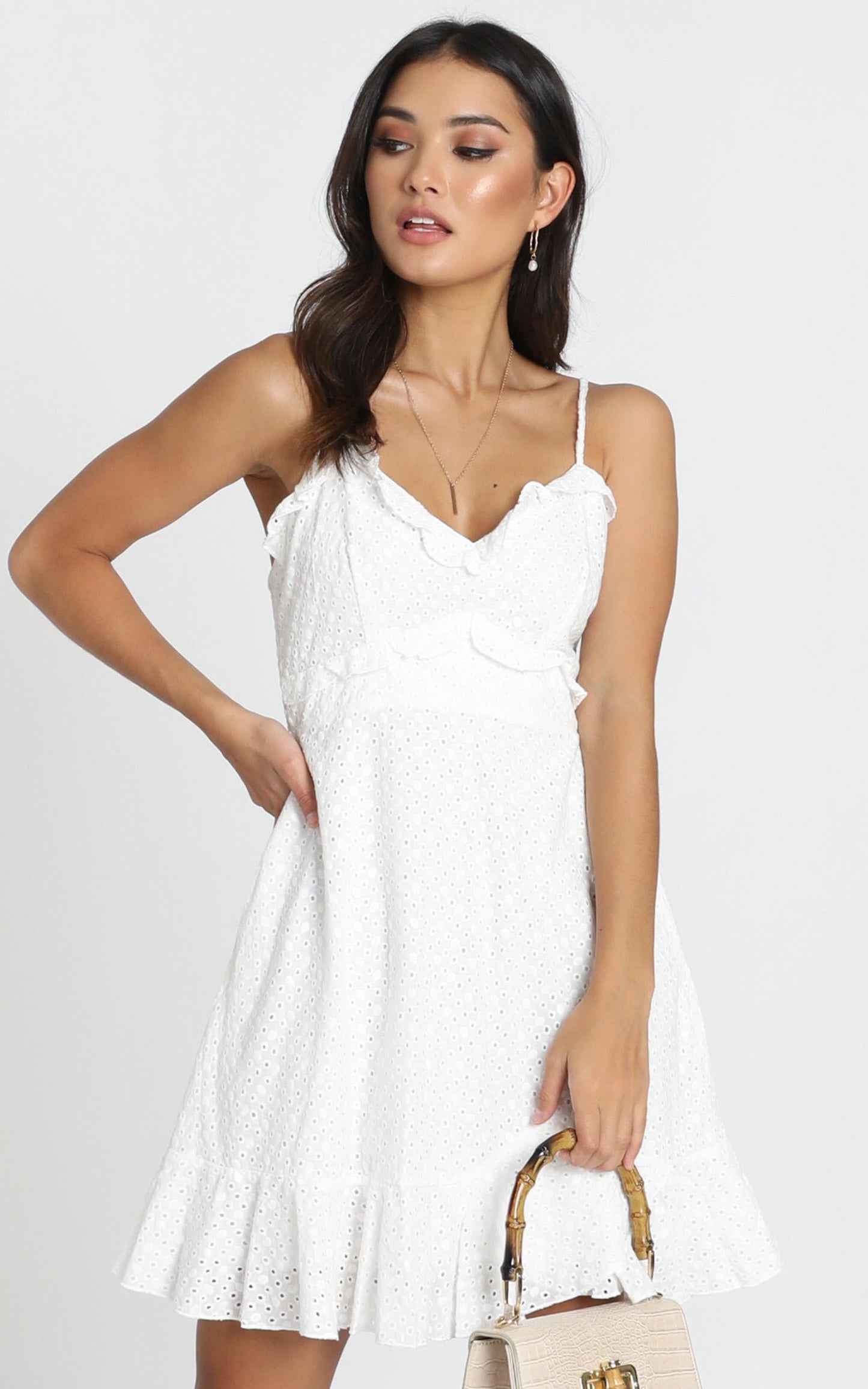 Etta Broderie Anglaise Dress in White