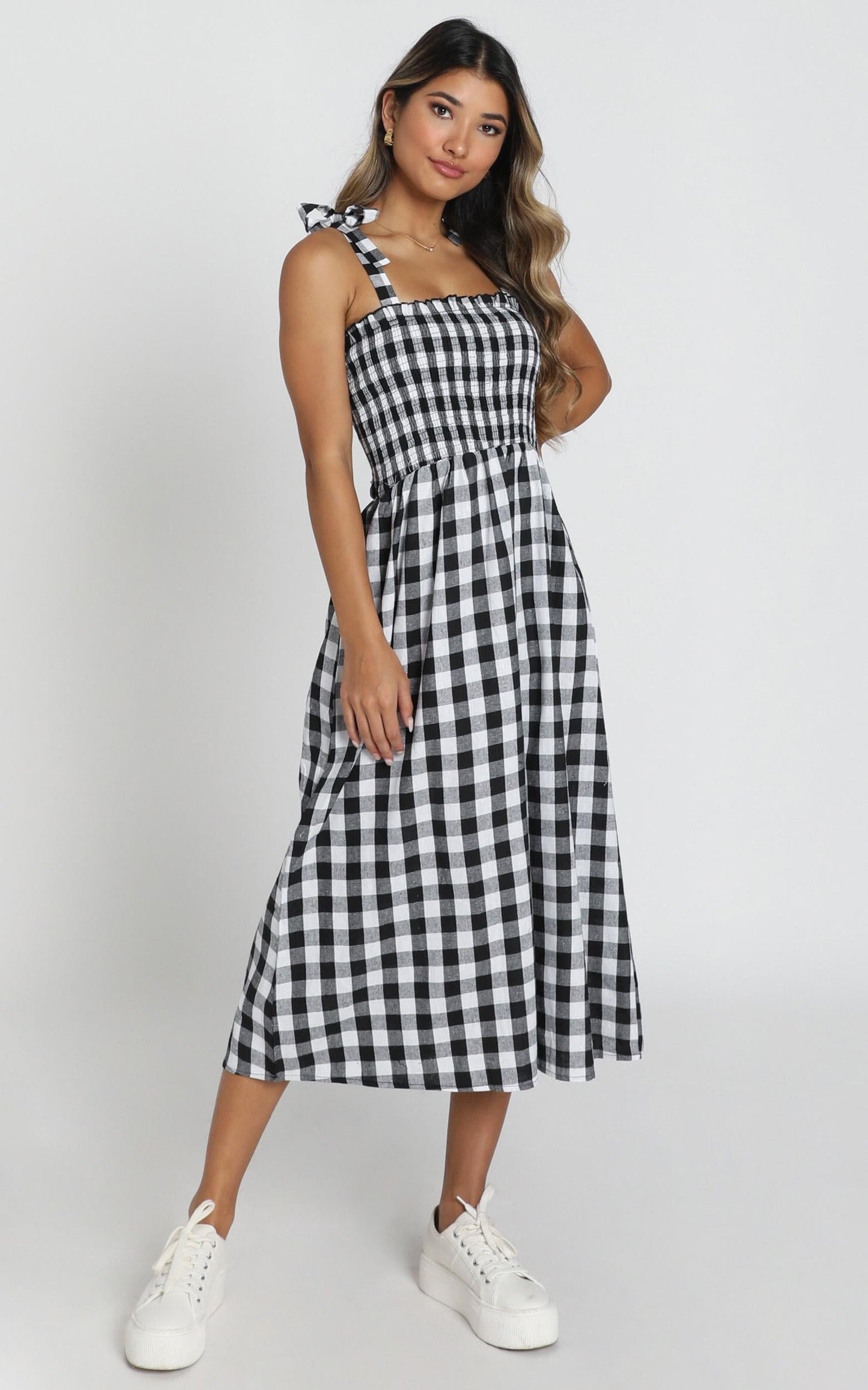 European Love Dress in Black And White Check