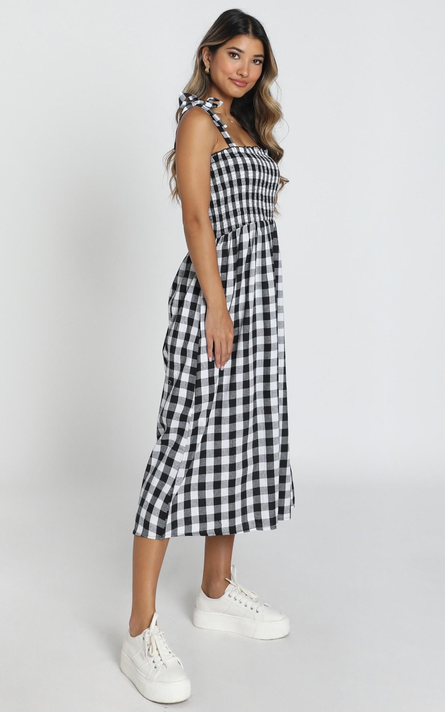 European Love Dress in Black And White Check