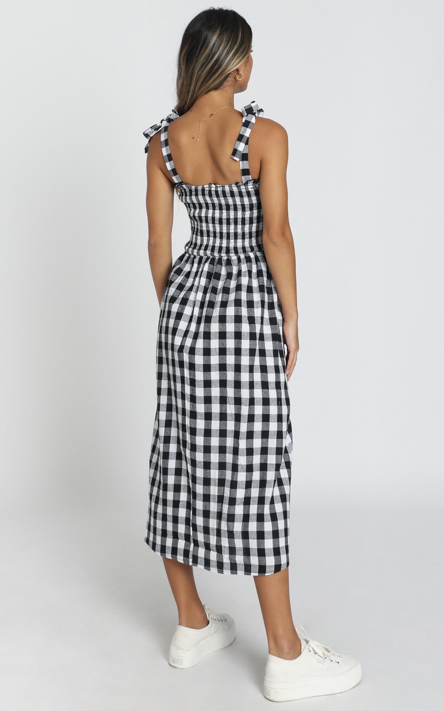 European Love Dress in Black And White Check