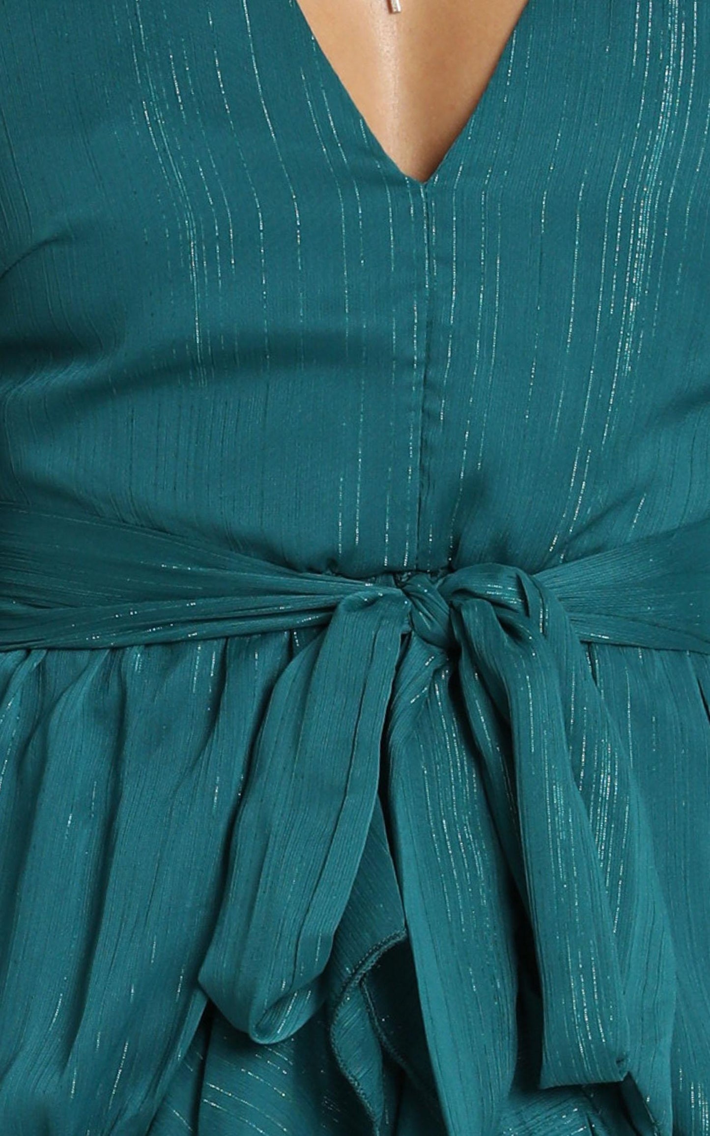 Eyes That Know Me Long Sleeve Ruffle Mini Dress in Teal