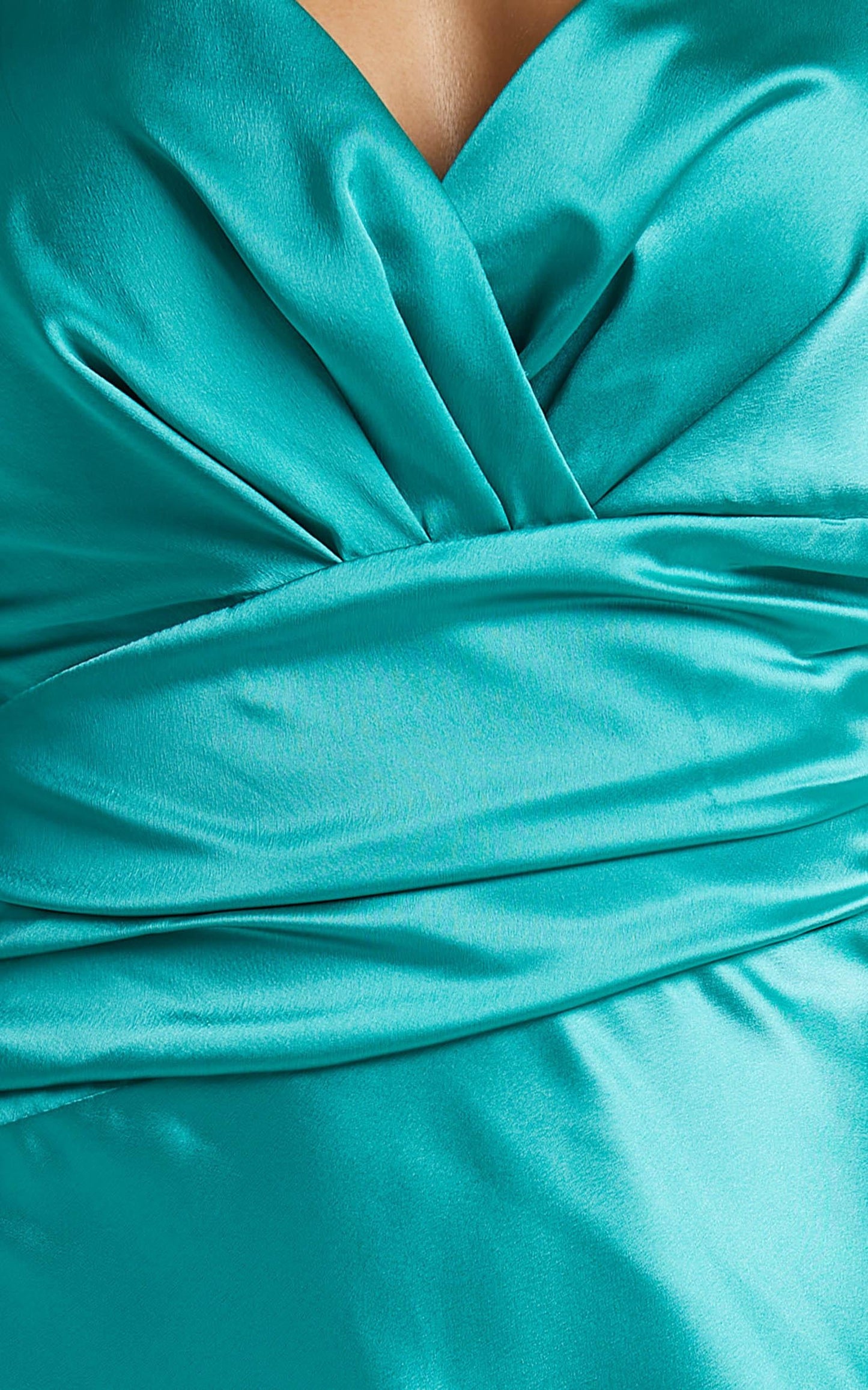 Wavey Dress in Green Satin