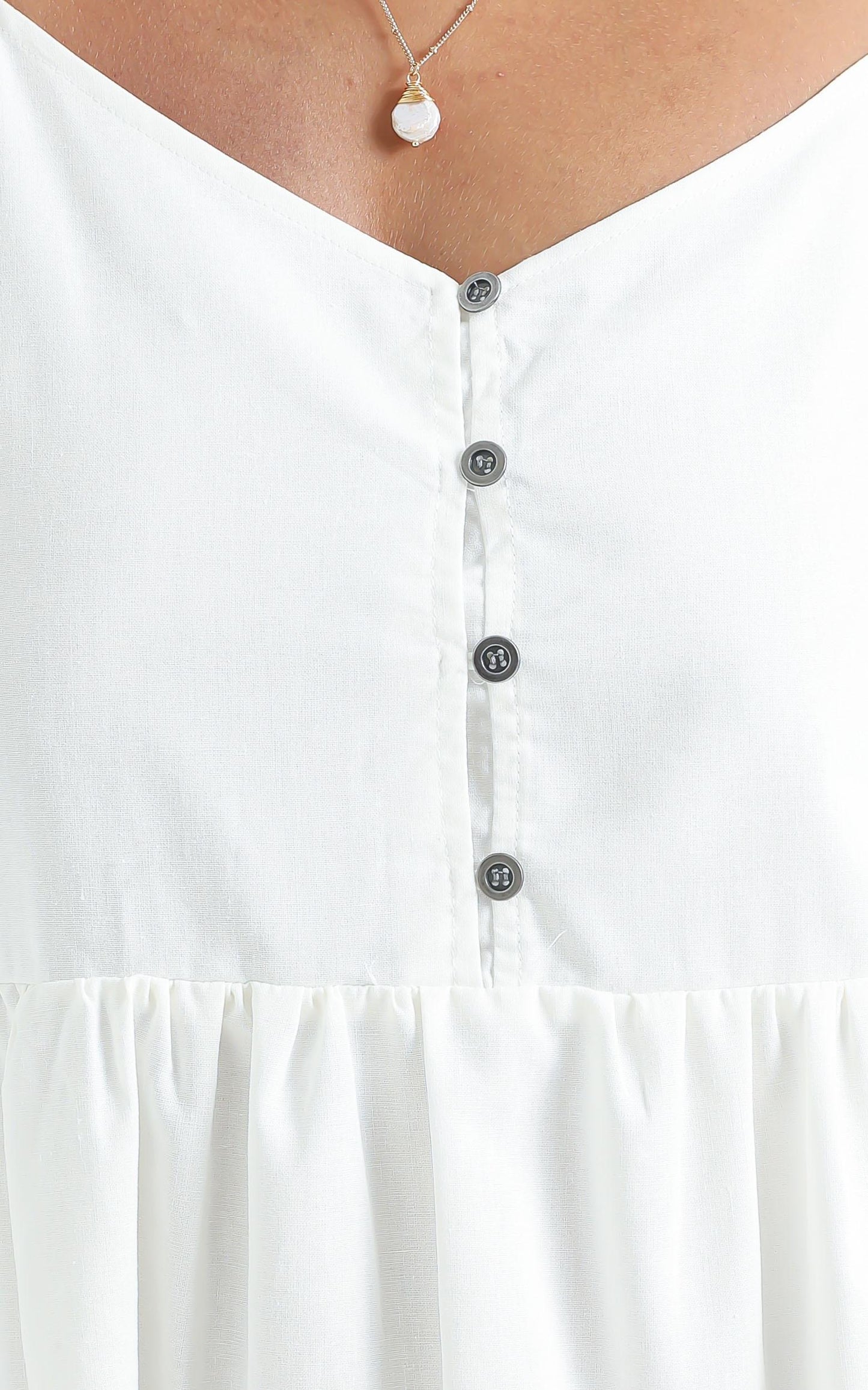 White Sands Strappy Mini Dress In White Linen Look