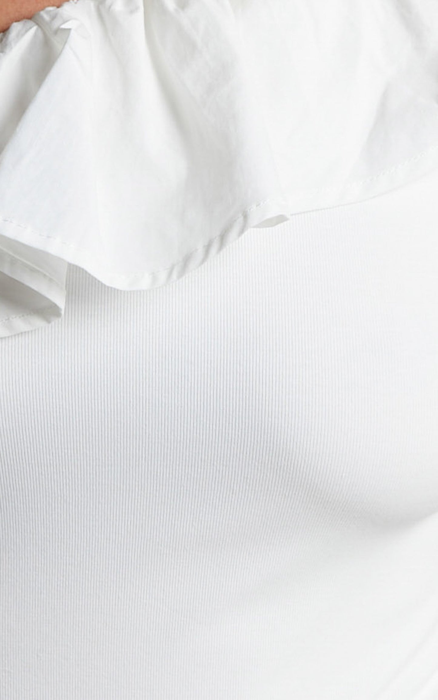 Veronika Bodysuit - One Shoulder Asymmetrical Frill in White