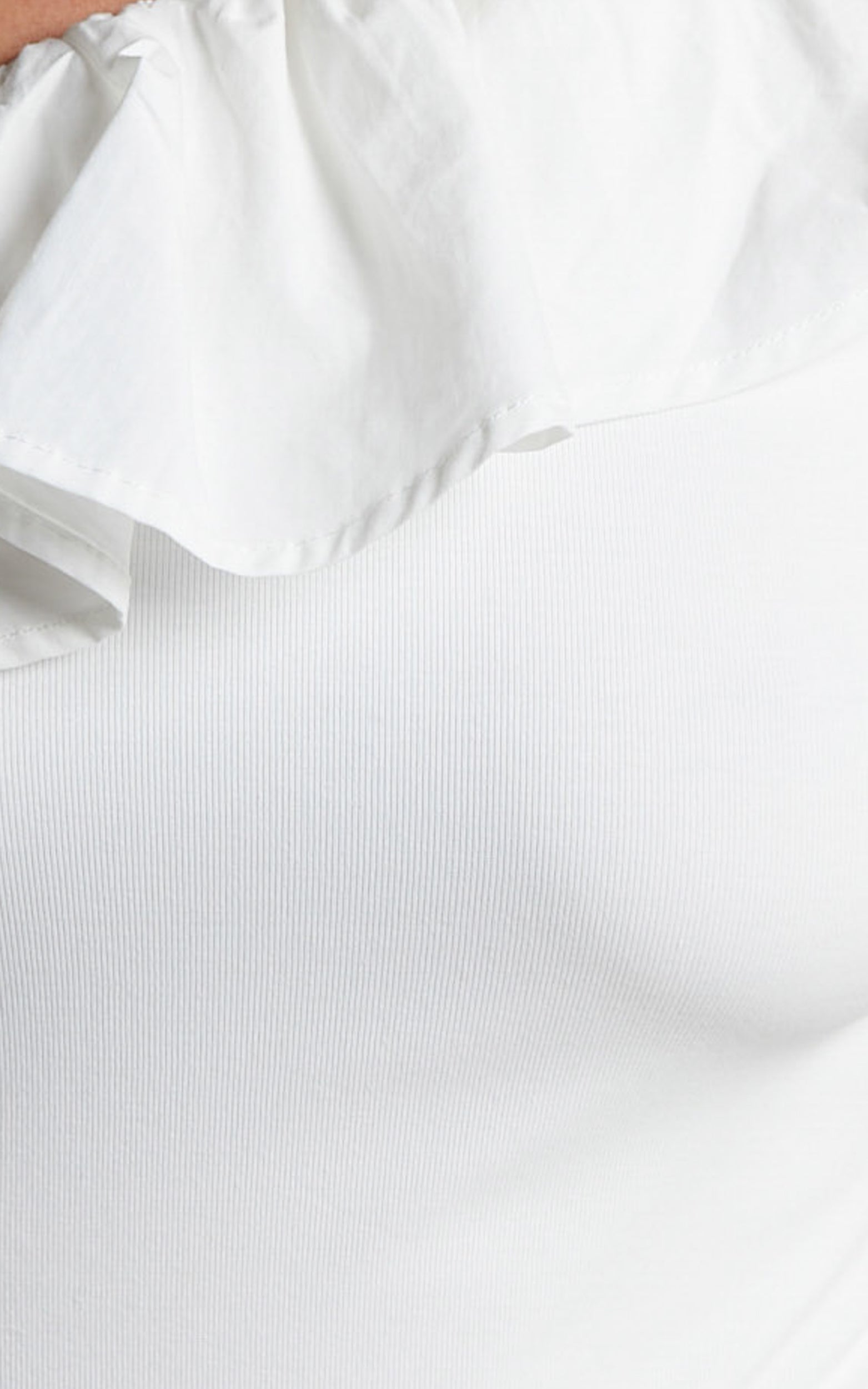 Veronika Bodysuit - One Shoulder Asymmetrical Frill in White