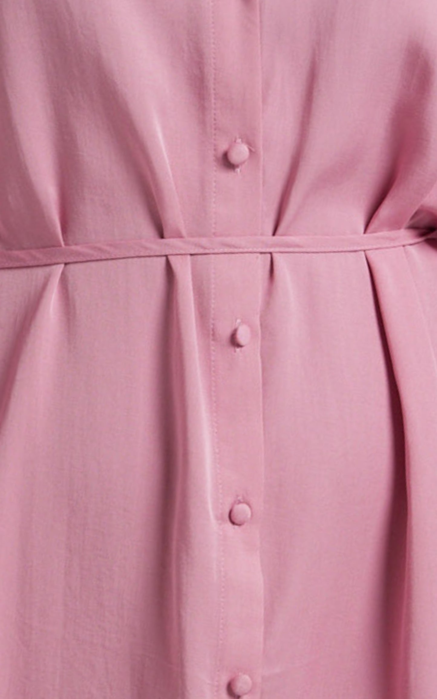 Wynter Mini Dress - Waist Tie Shirt Dress in Pink
