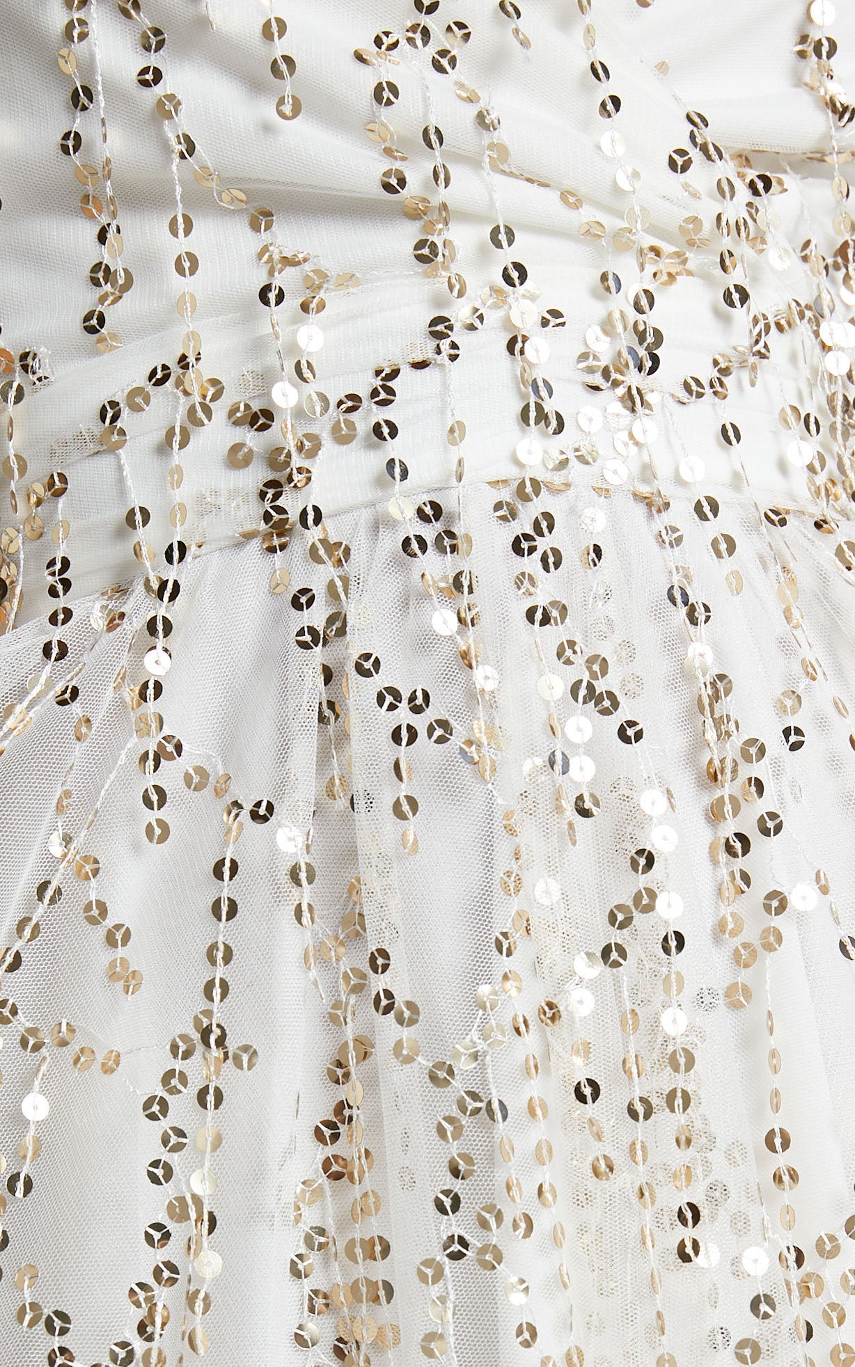 Greiz Mini Dress - Halter Neck Sequin Tulle Dress in Cream