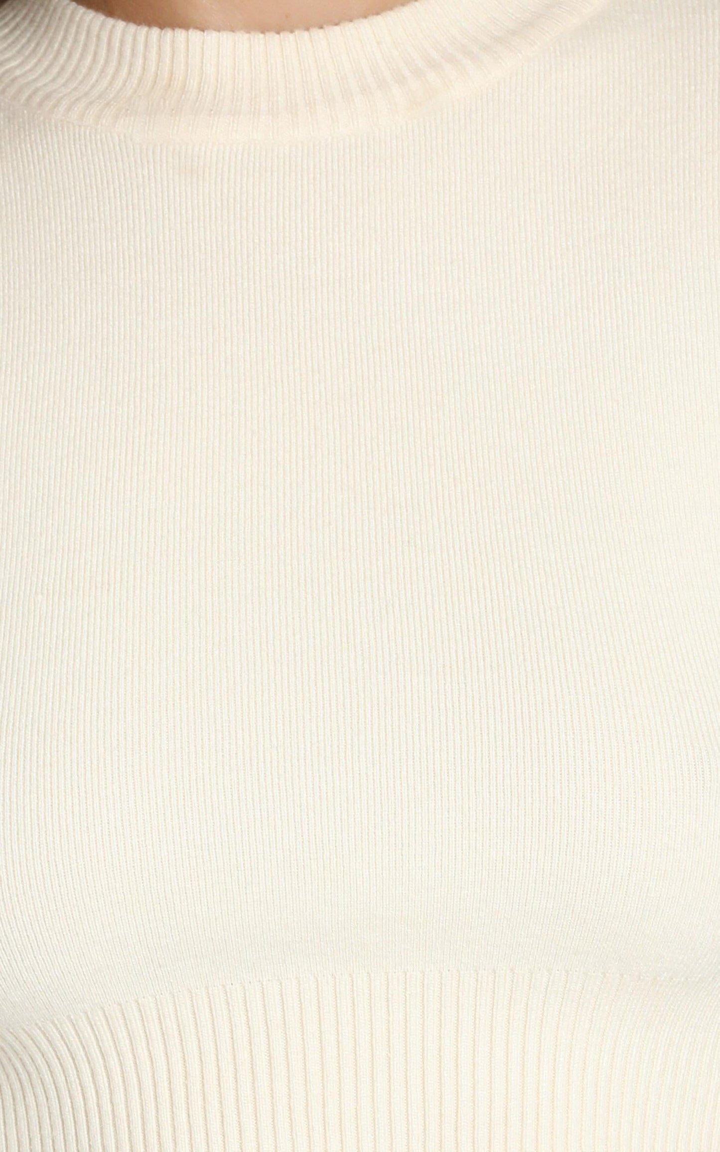 Jeni Cropped Knit Jumper in Beige