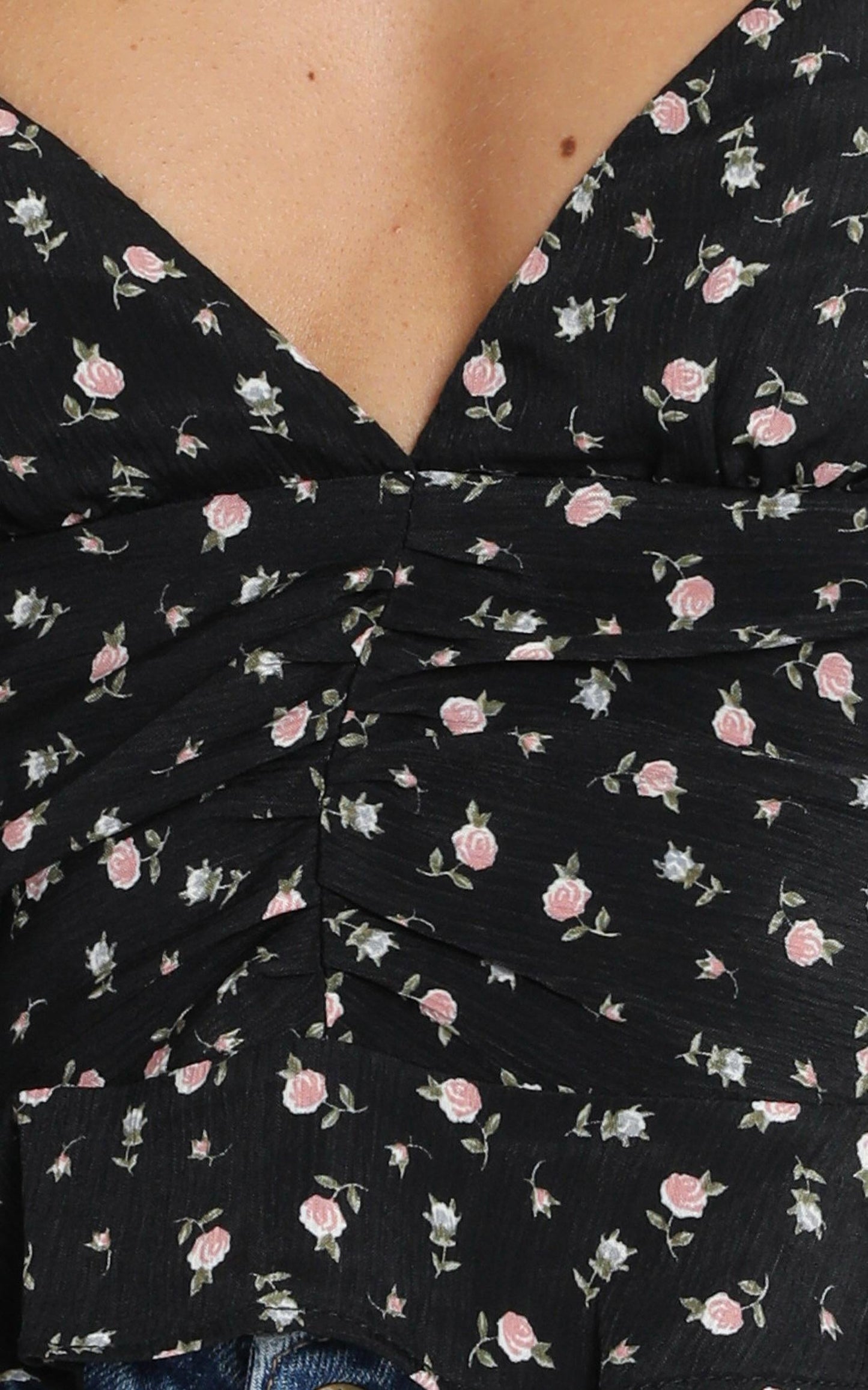 Places To Go Top in Black Floral
